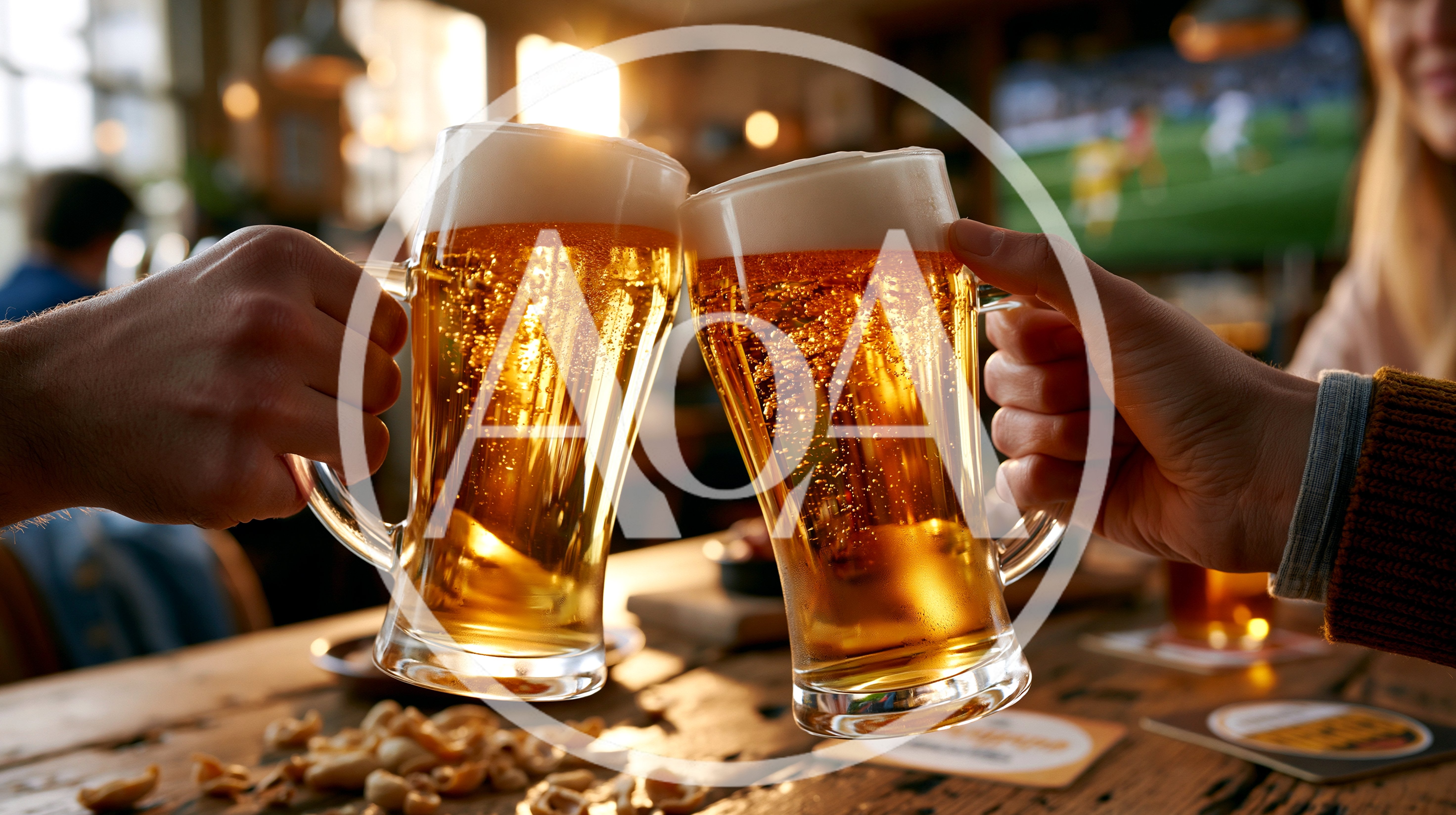 Friends Toasting With Beer Mugs In A Pub