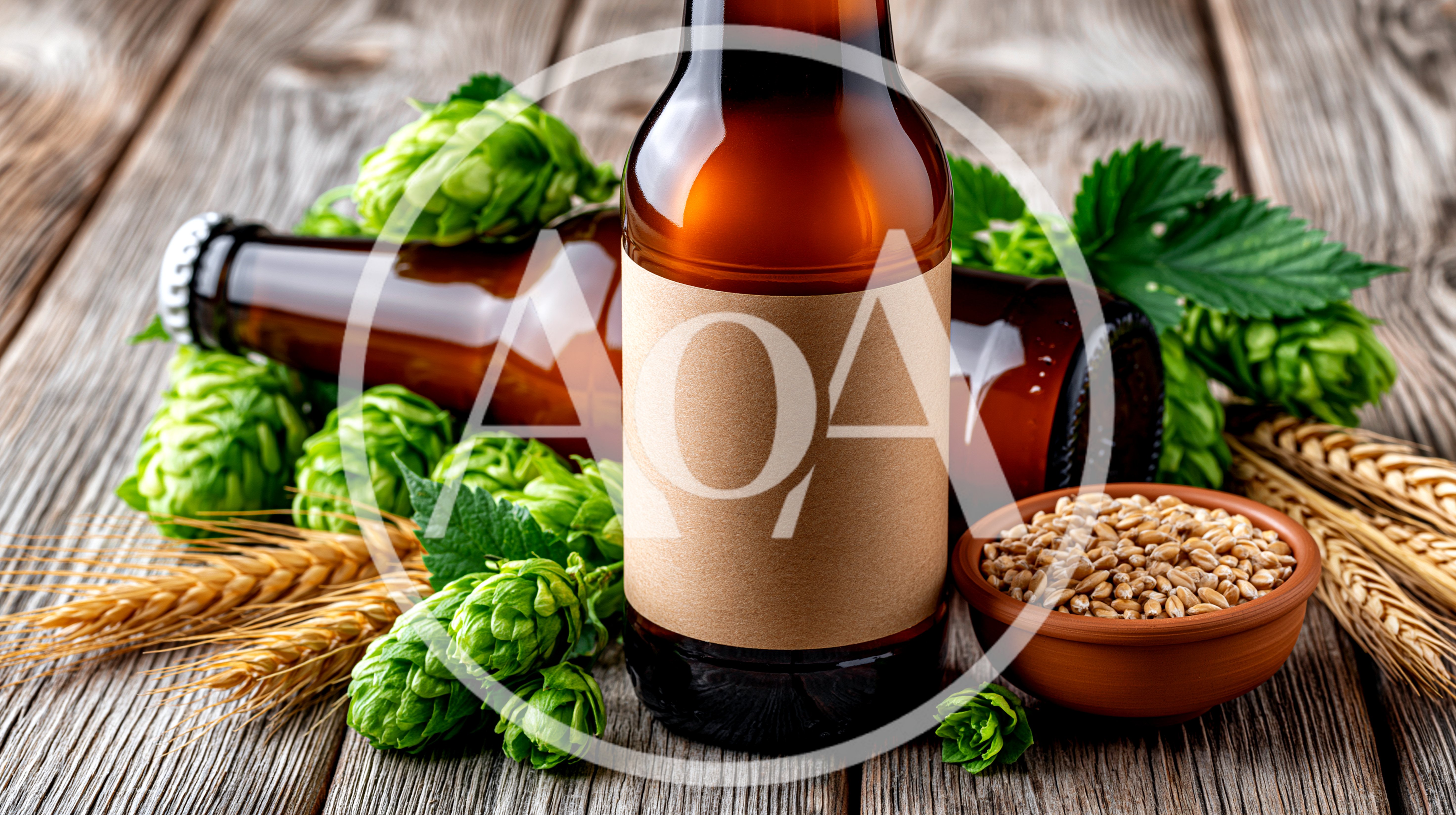 Craft Beer Bottle With Hops And Barley