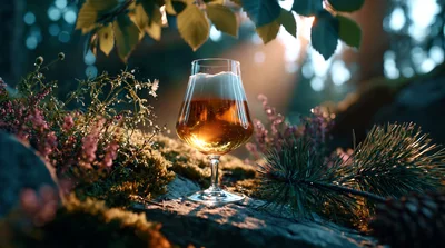 Glass Of Beer In A Forest Setting