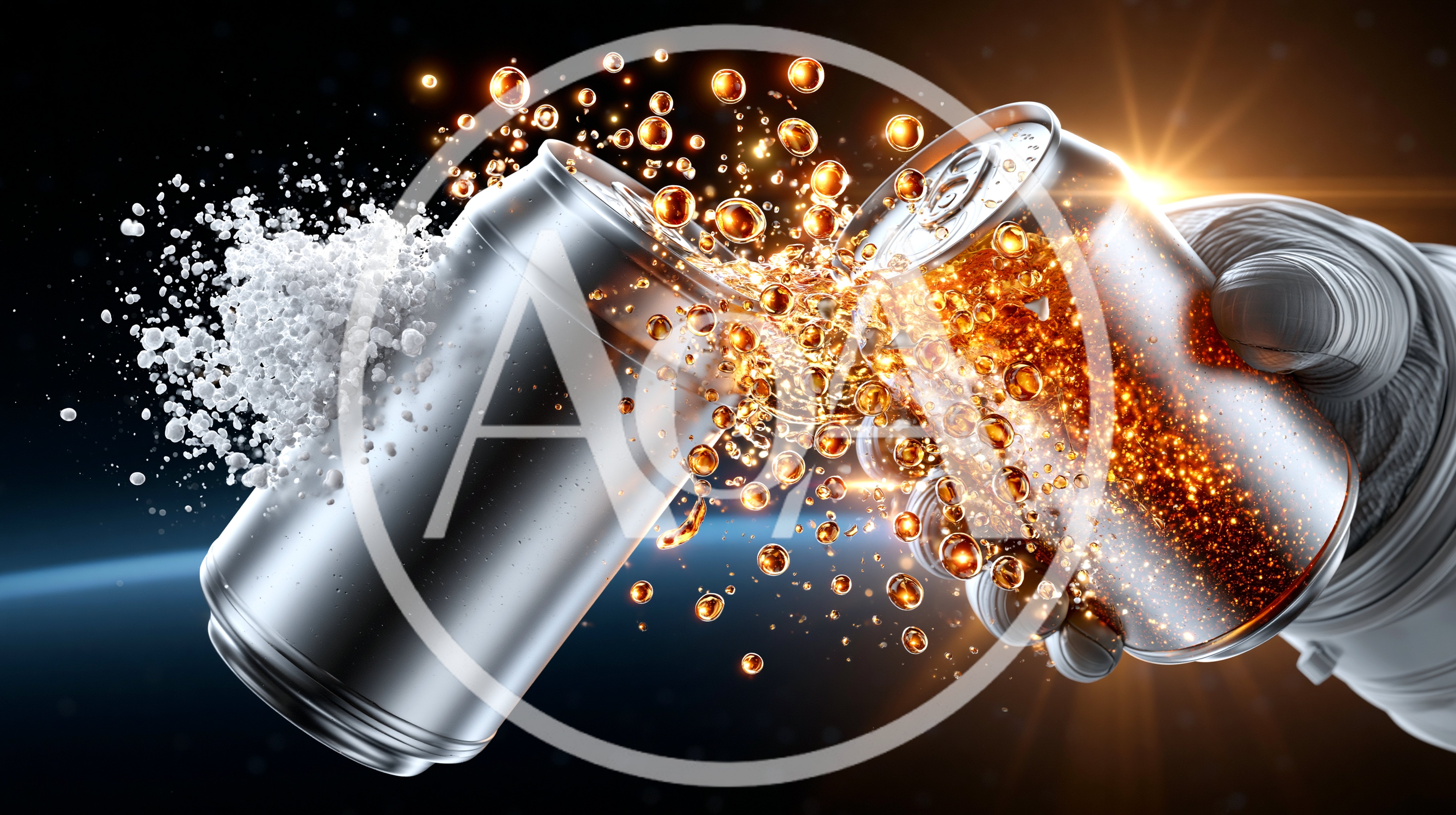 Astronauts Clinking Metal Soda Cans In Outer Space