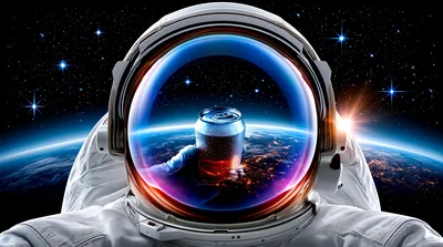 Astronaut Holding A Beverage Can In Outer Space