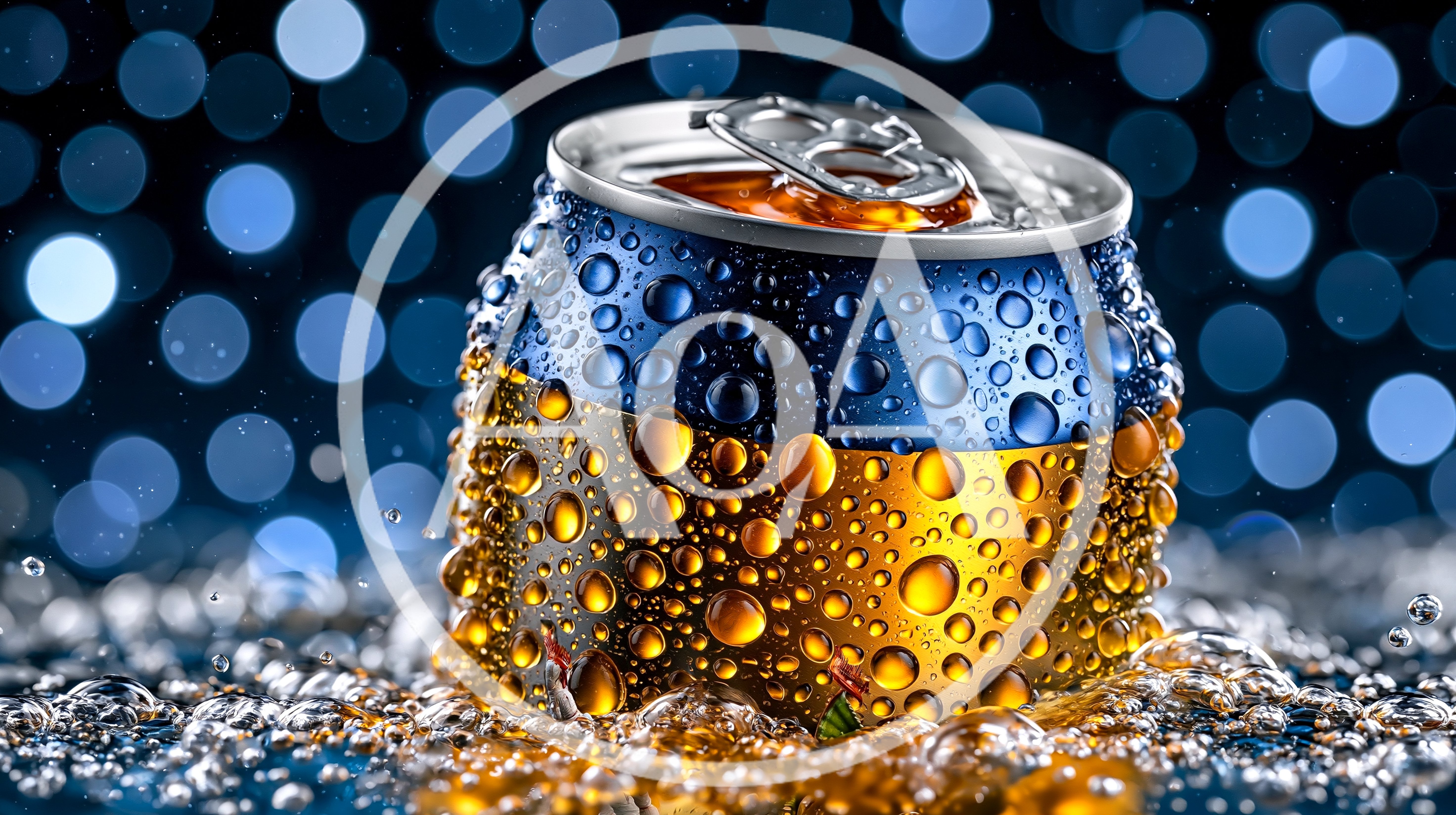 Cold Soda Can With Water Droplets And Bokeh Background