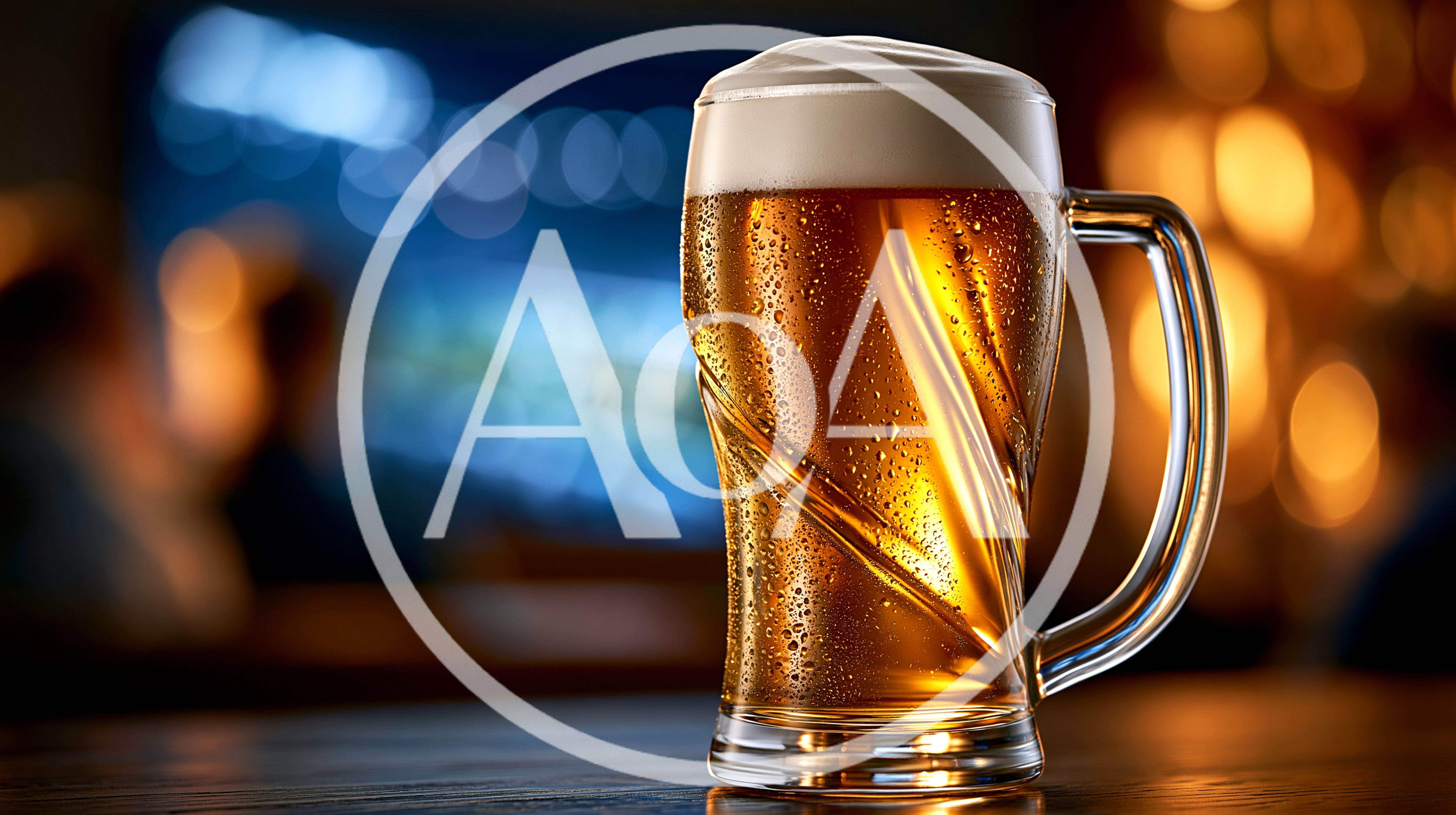 Cold Glass Of Beer On A Bar Counter