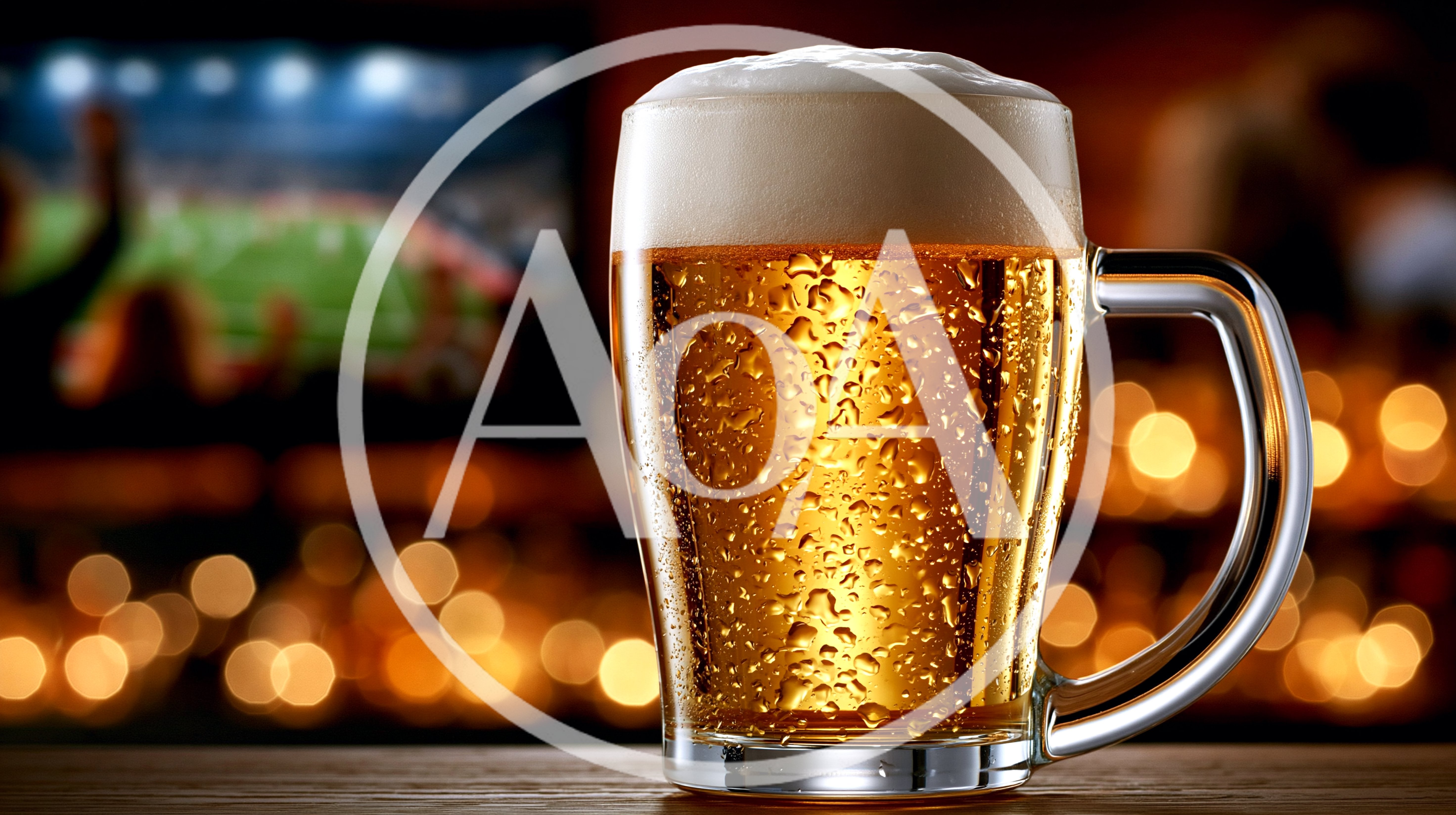 Cold Beer Mug In A Sports Bar Setting