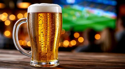 Cold Beer Mug On A Pub Table