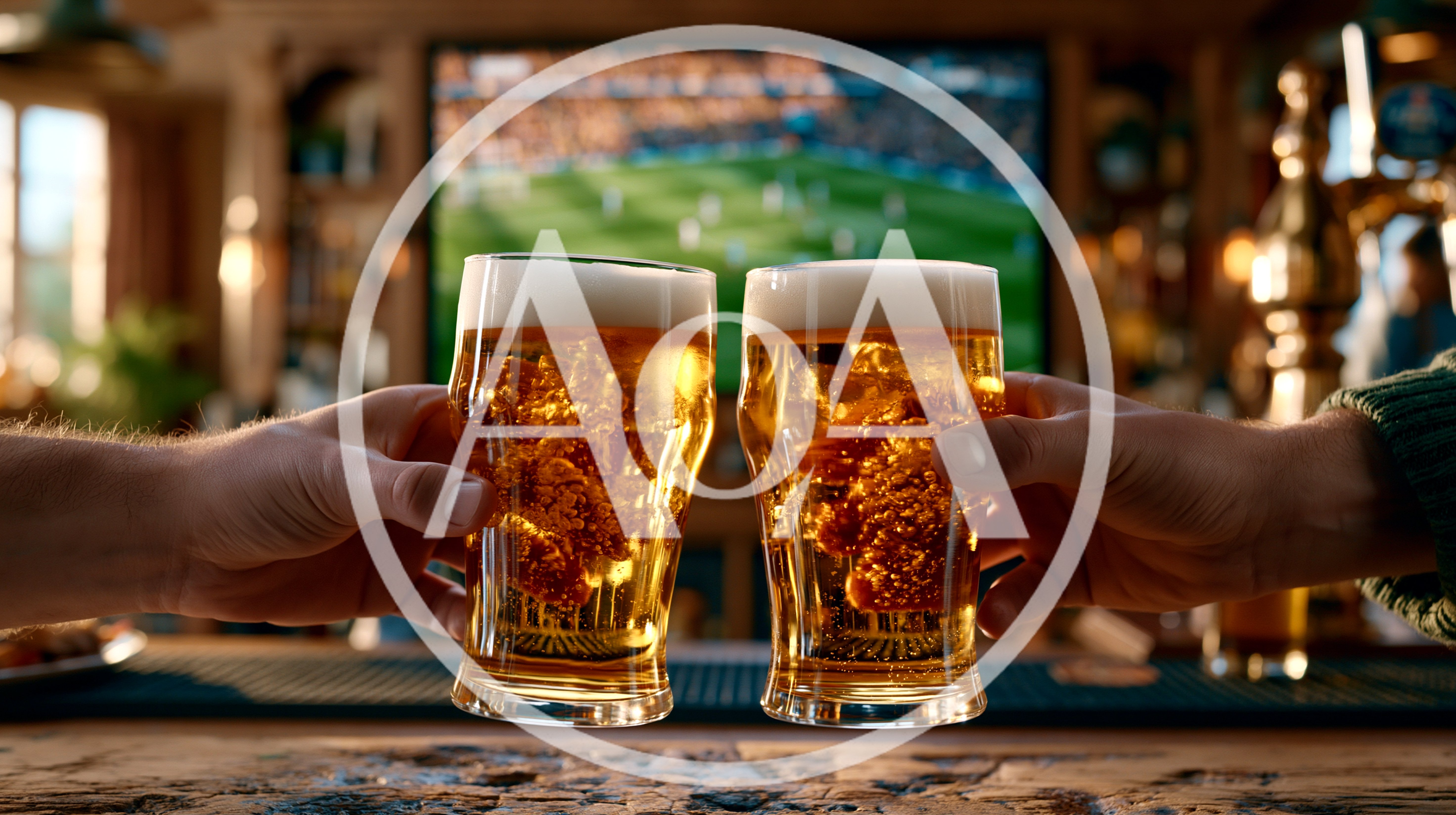 Two Friends Toasting With Beer Glasses In A Pub