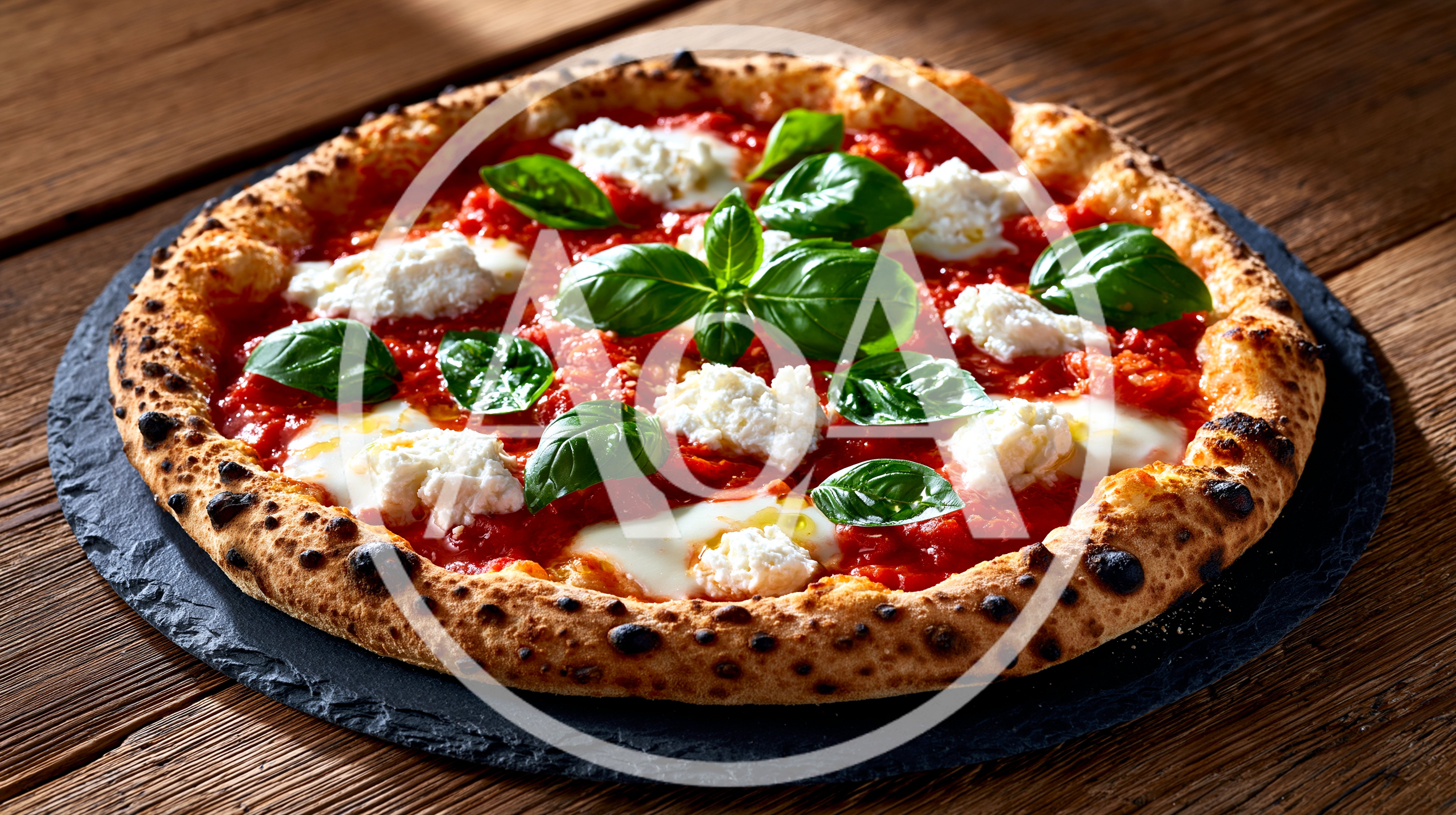 Fresh Neapolitan Pizza With Basil And Ricotta Cheese