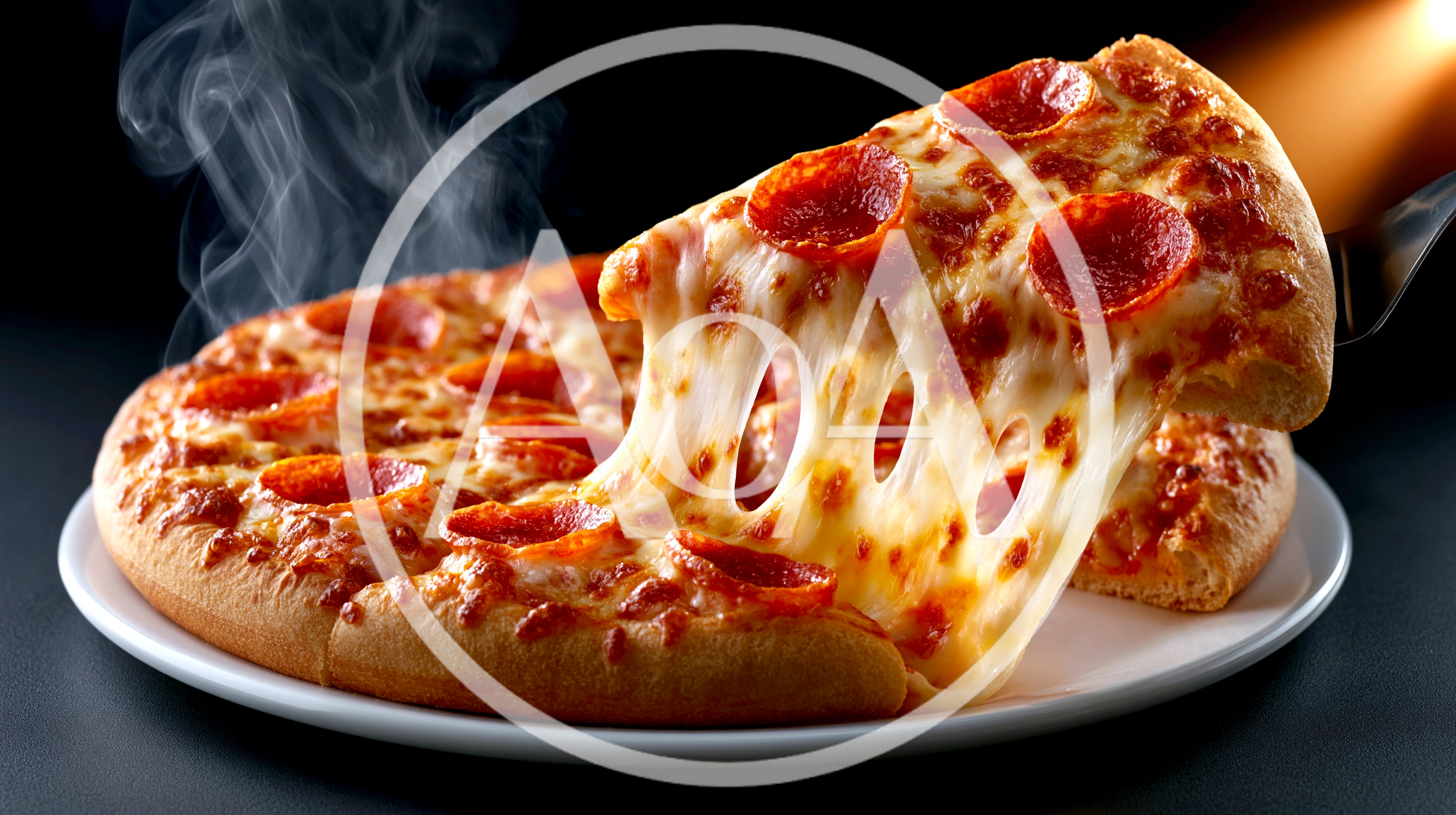 Hot Pepperoni Pizza Slice With Melting Cheese Pull