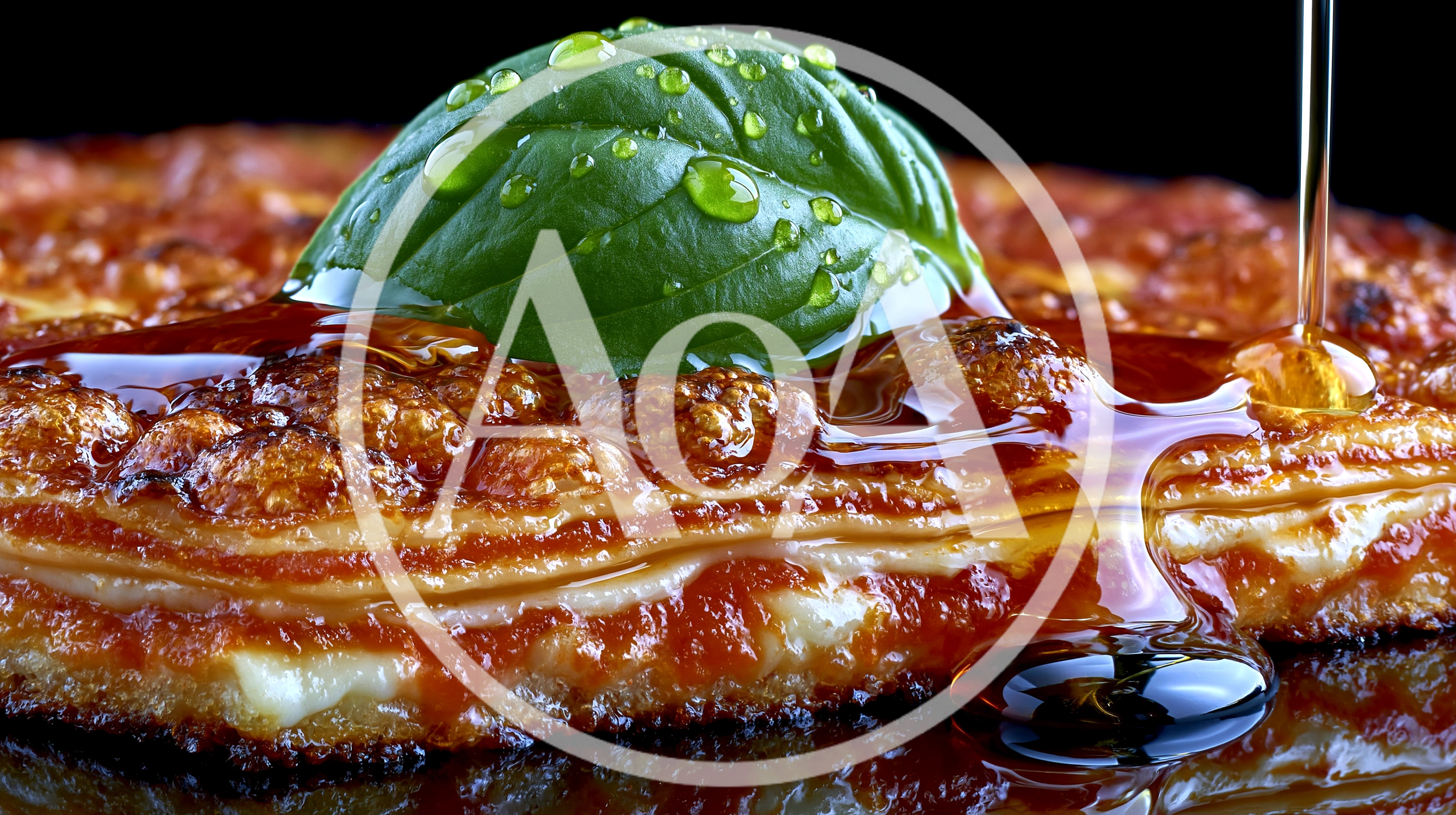 Syrup Pouring Over A Savory Layered Pancake