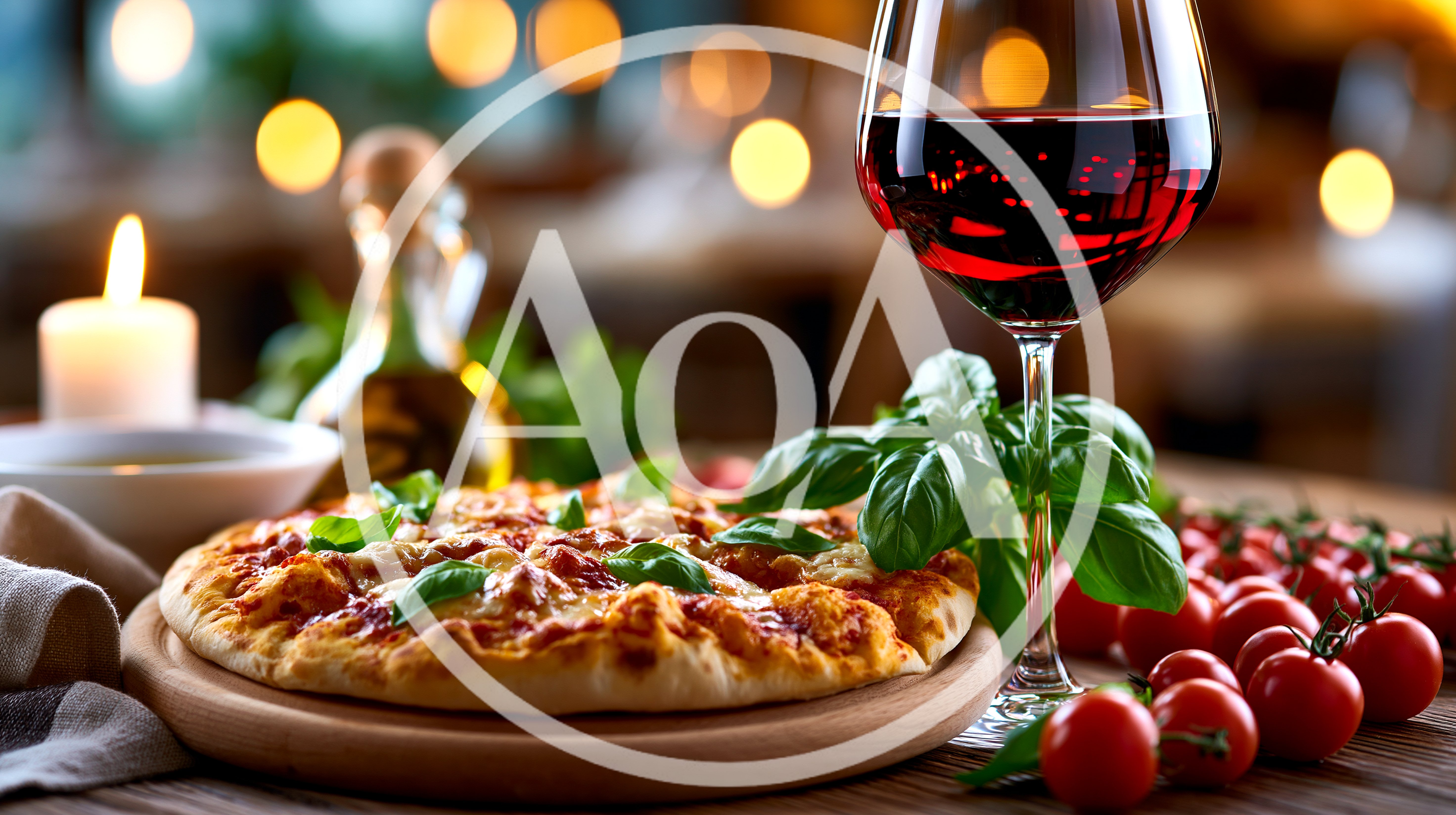 Pizza With Red Wine And Fresh Basil