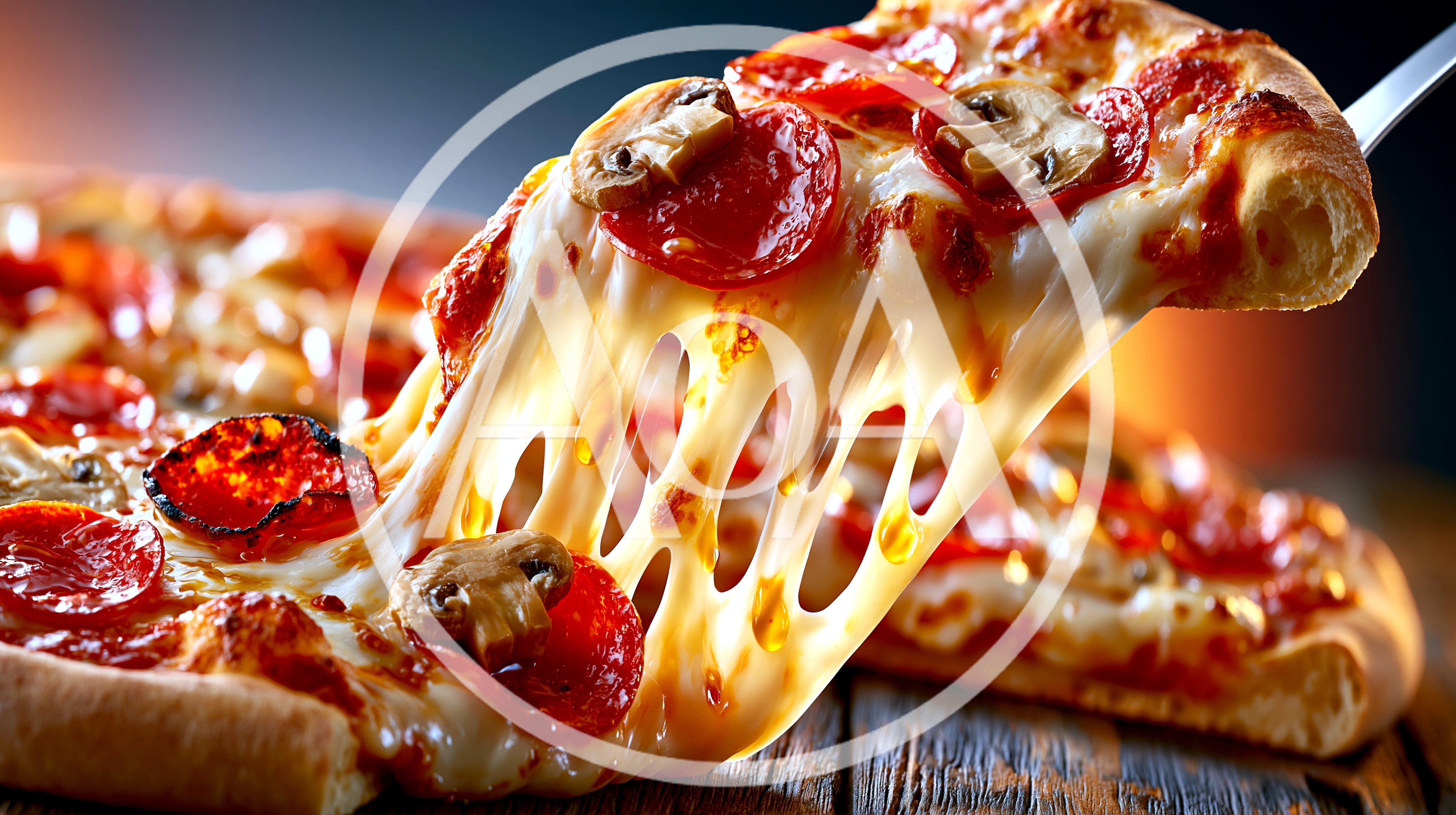 Delicious Pepperoni Pizza Slice With Melting Cheese