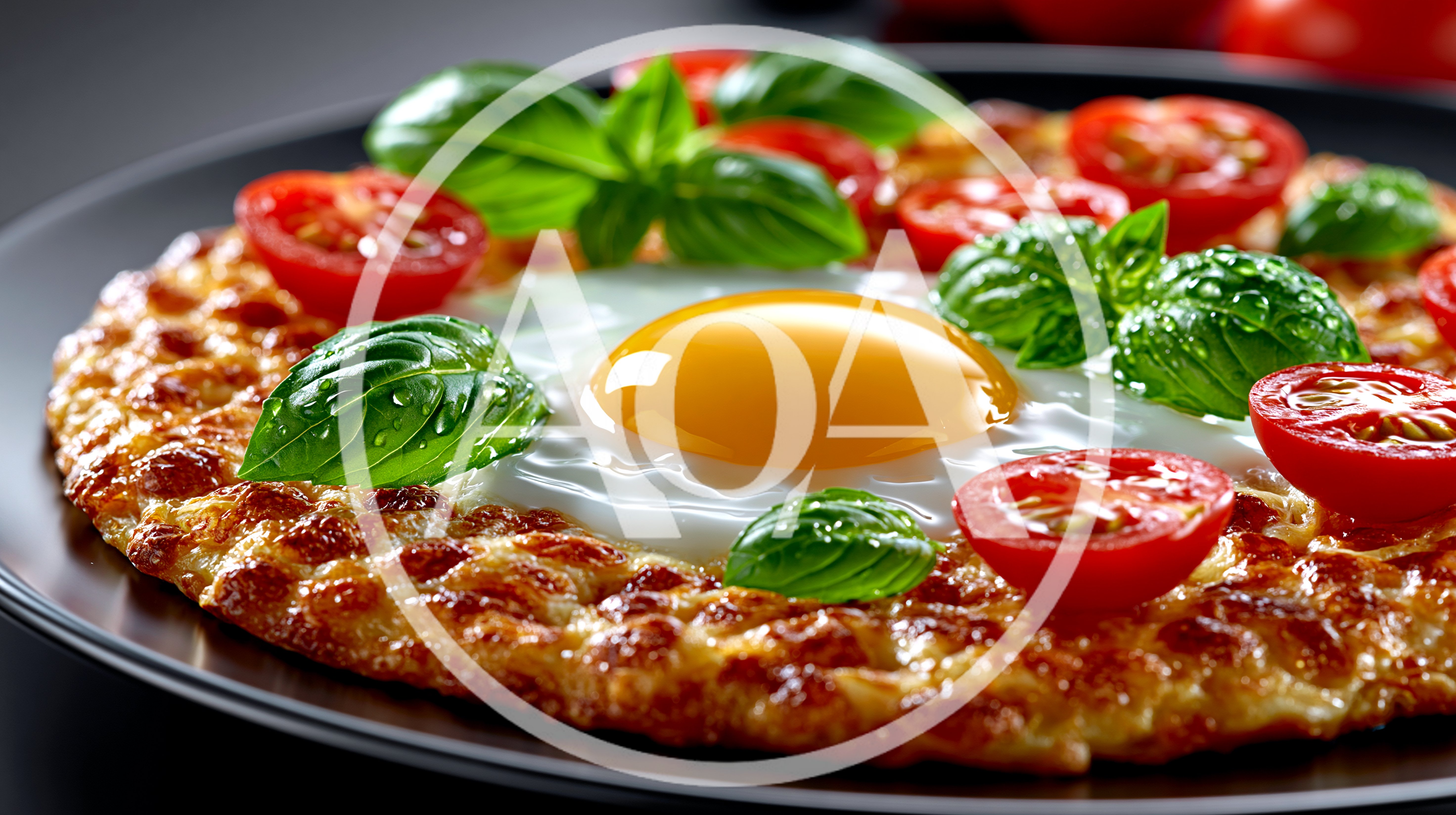 Fried Egg Pizza With Cherry Tomatoes And Basil
