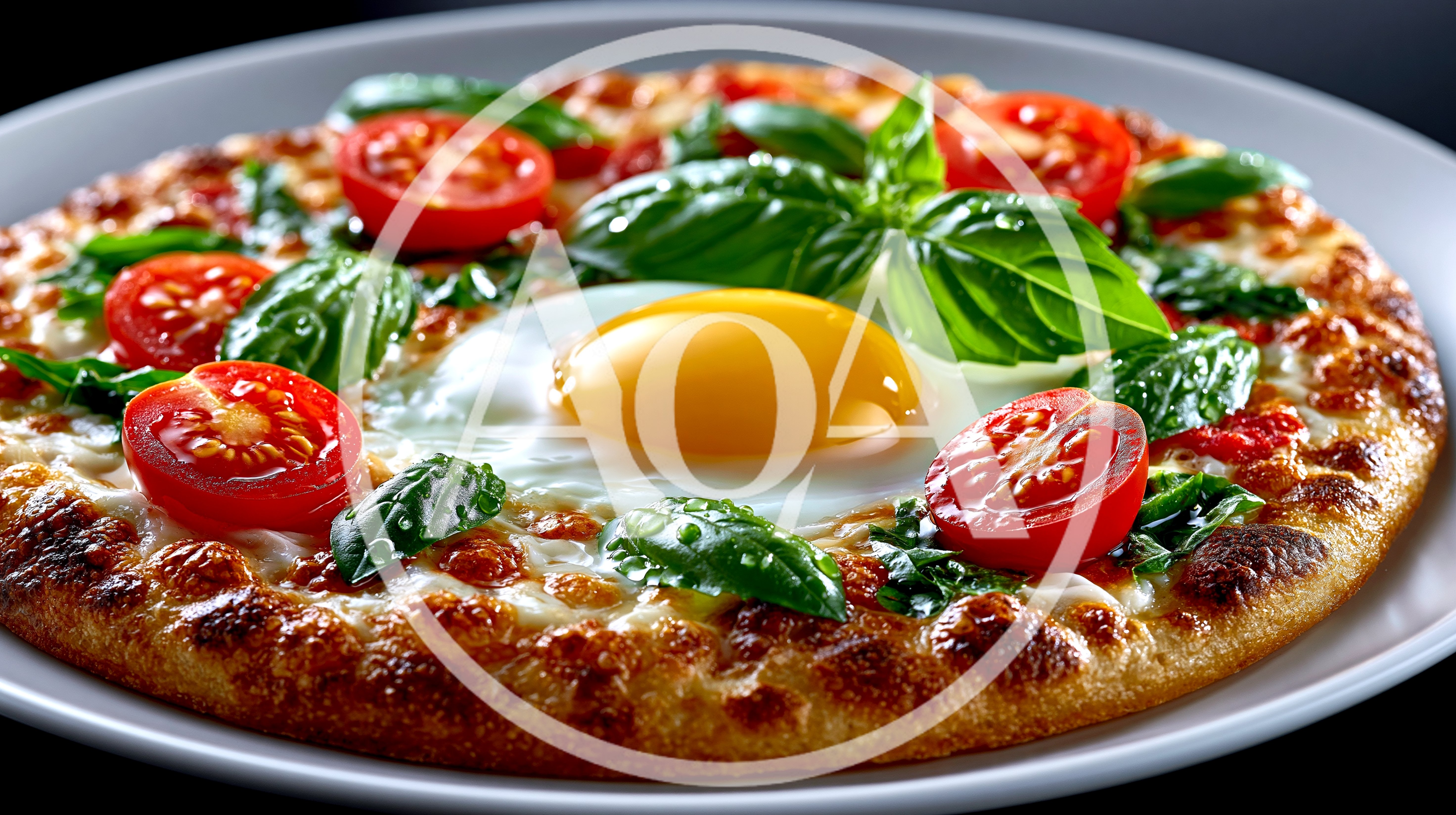 Fresh Breakfast Pizza With Fried Egg And Tomatoes