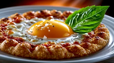 Gourmet Breakfast Pizza With Sunny Side Up Egg