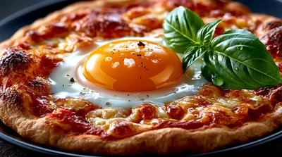 Gourmet Pizza Topped With A Sunny Side Up Egg