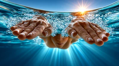 Swimmer Performing Butterfly Stroke Underwater