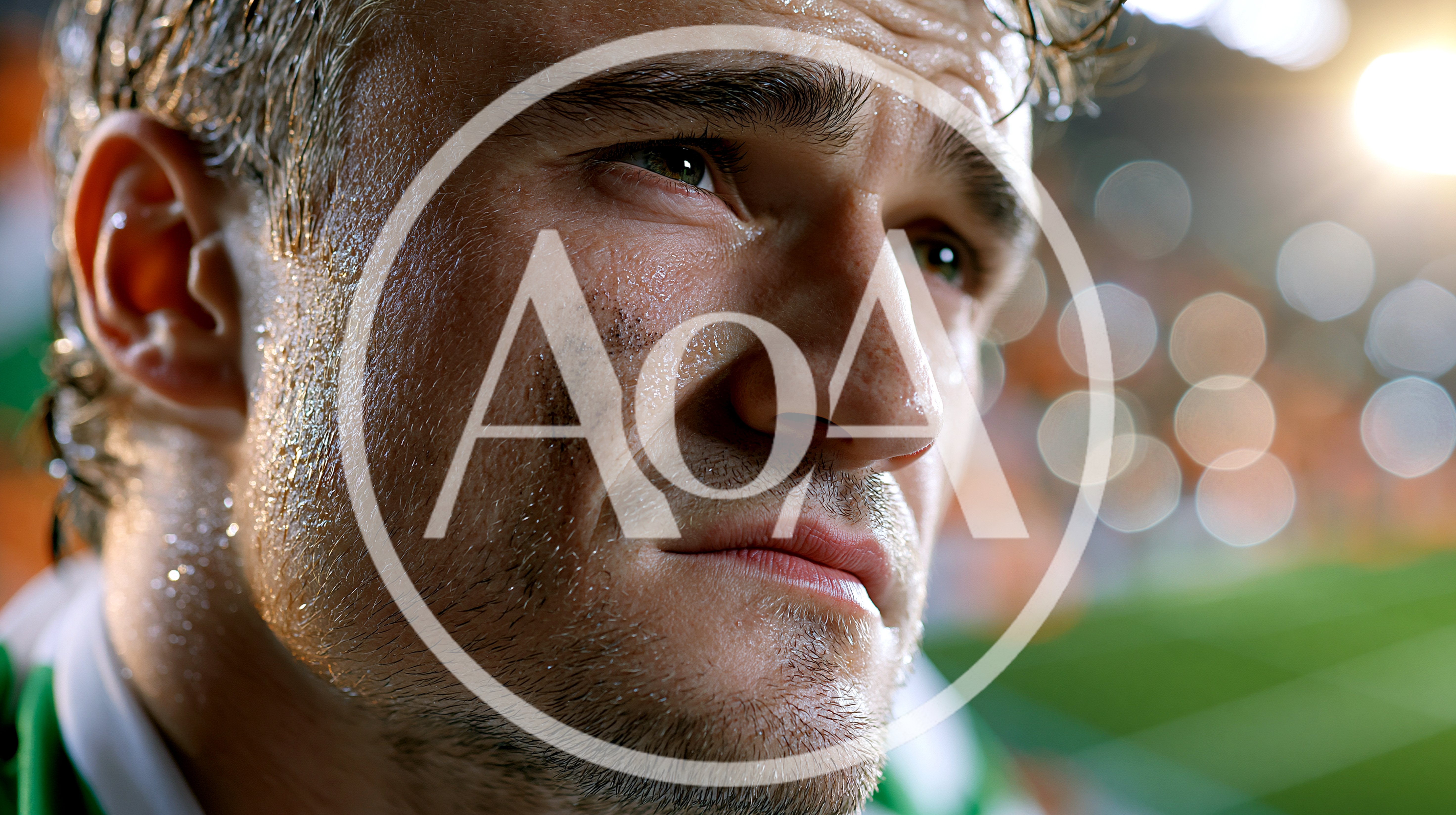 Close Up Portrait Of A Sweaty Emotional Soccer Player