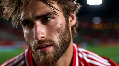 Close Up Portrait Of A Professional Soccer Player