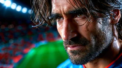 Close Up Portrait Of A Sweaty Soccer Player