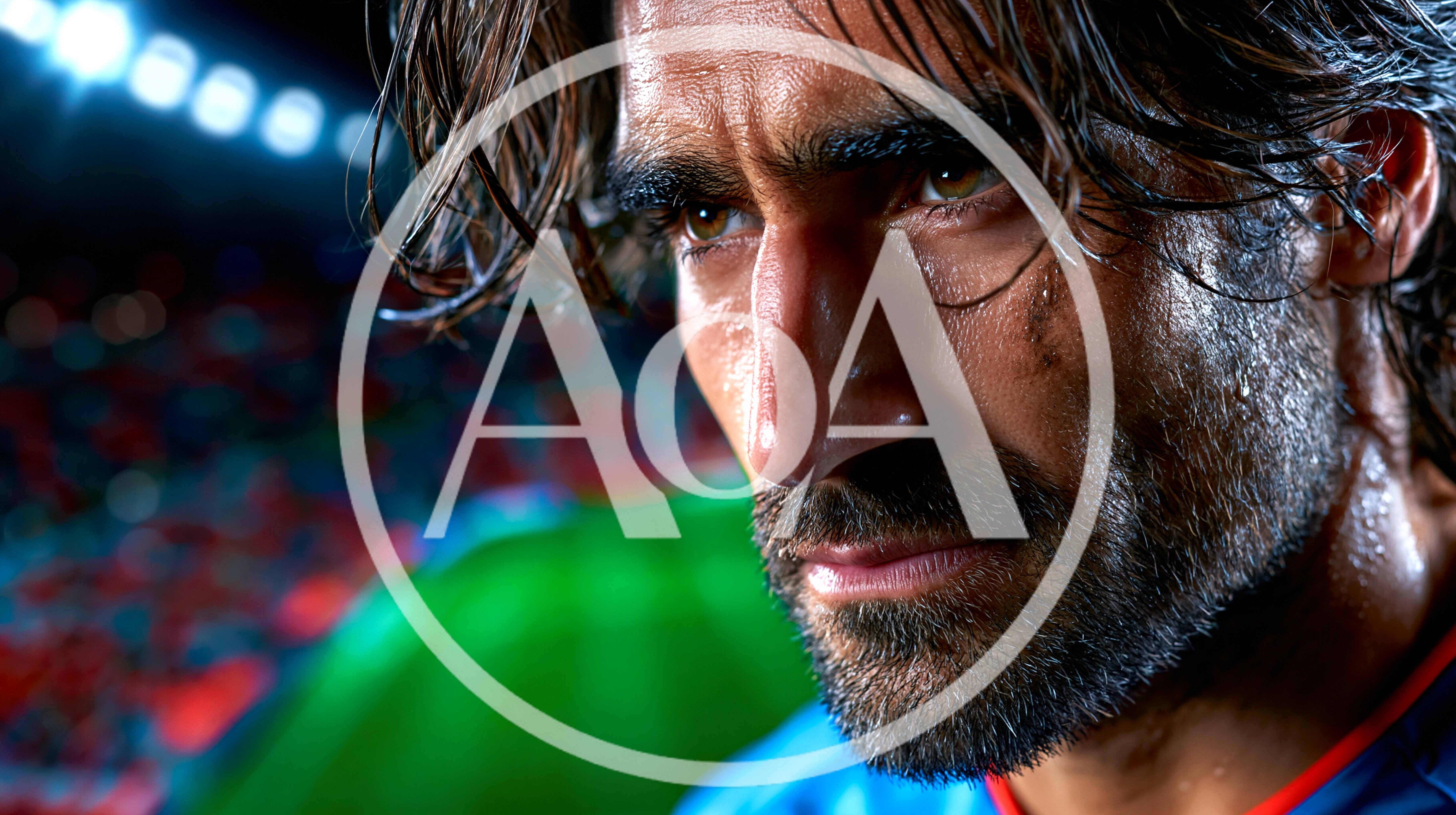 Close Up Portrait Of A Sweaty Soccer Player