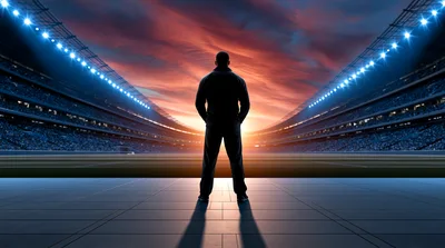 Silhouette Of A Man Standing In A Stadium