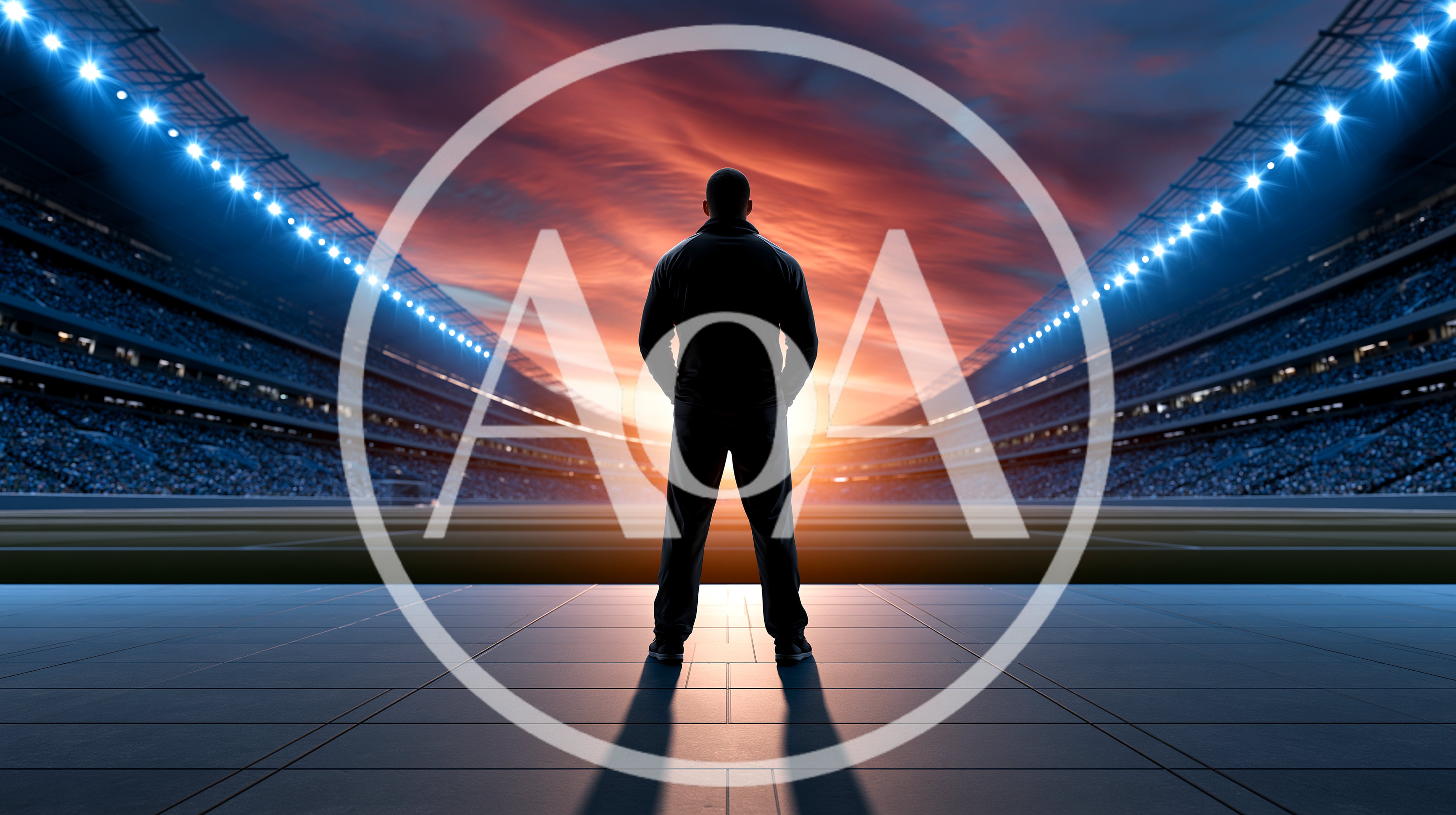 Silhouette Of A Man Standing In A Stadium