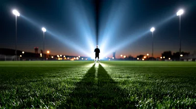 Silhouette Of A Soccer Player Standing On A Field