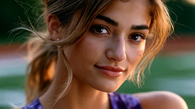Portrait Of A Young Woman On A Sports Field