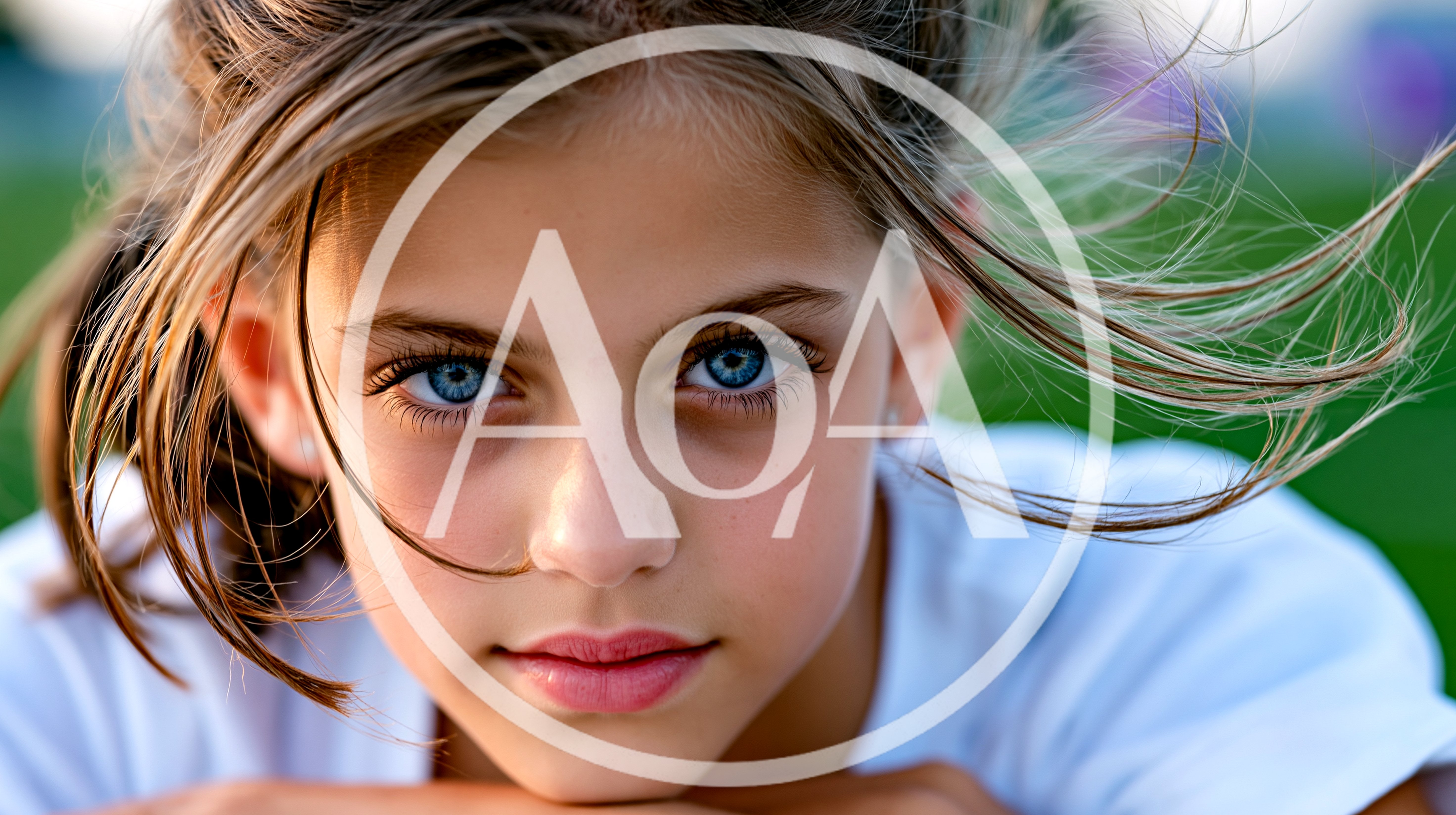 Close Up Portrait Of A Young Girl With Blue Eyes