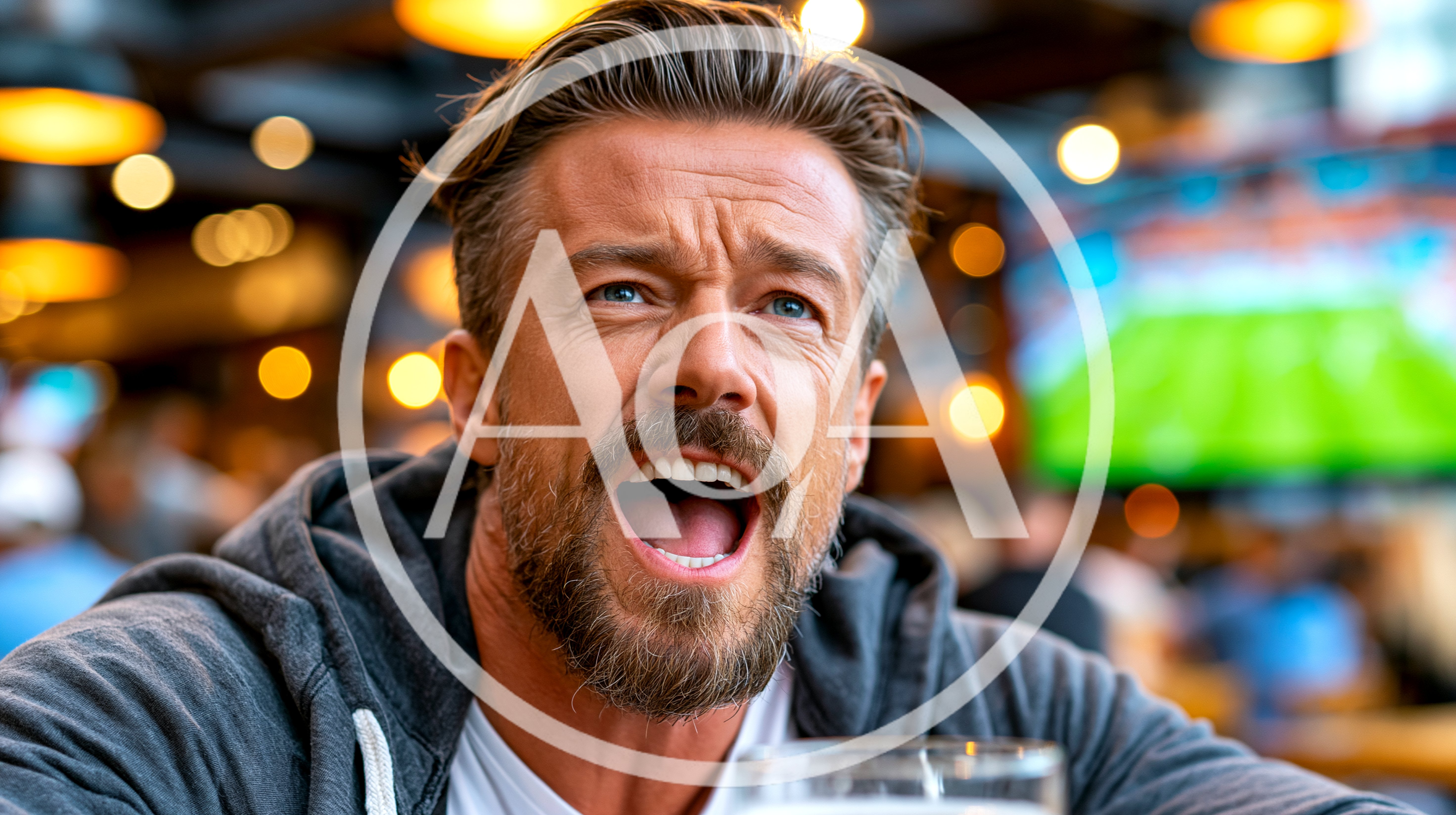 Excited Man Watching Sports In A Bar