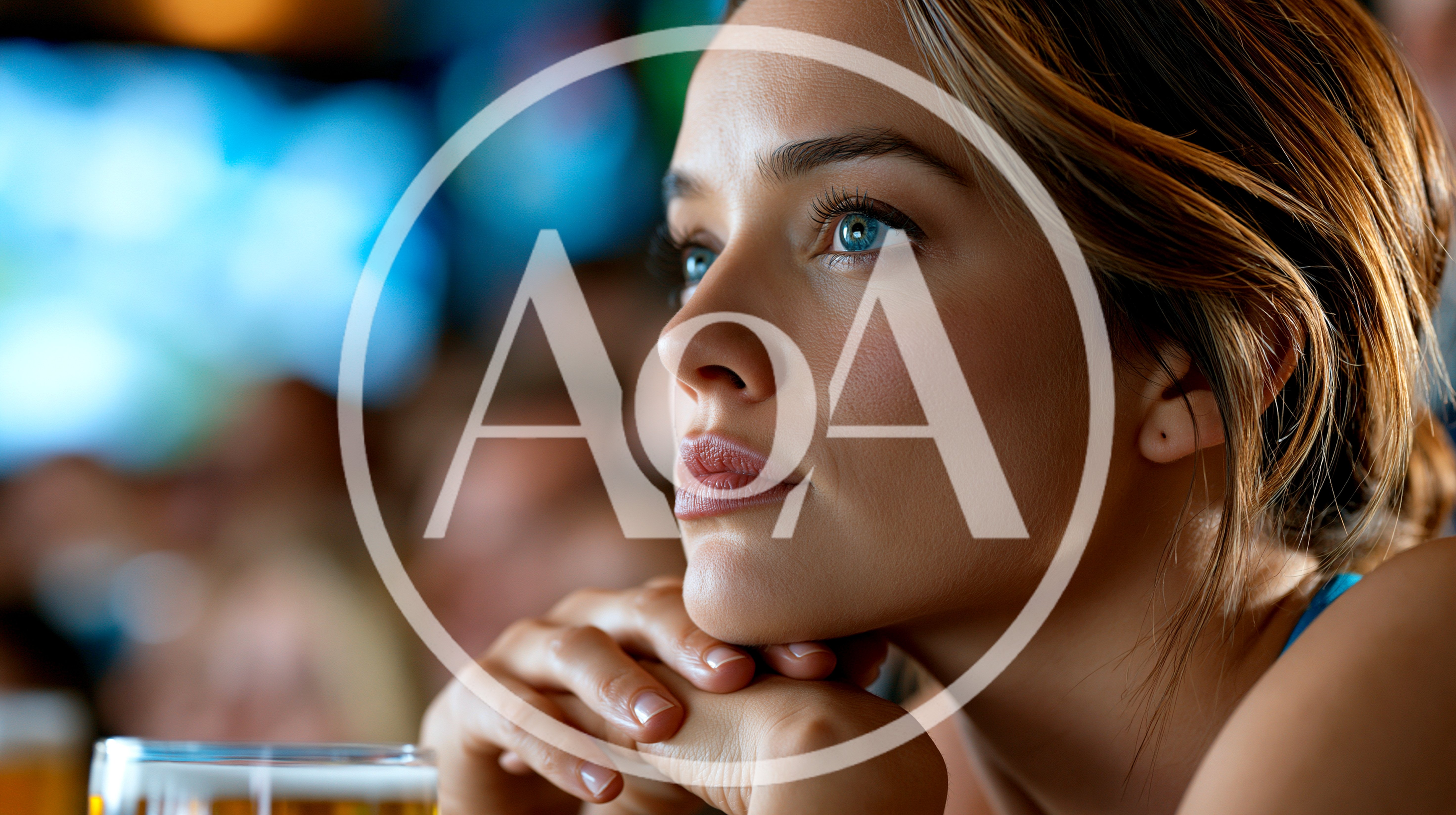 Young Woman Resting Chin On Hands In A Bar