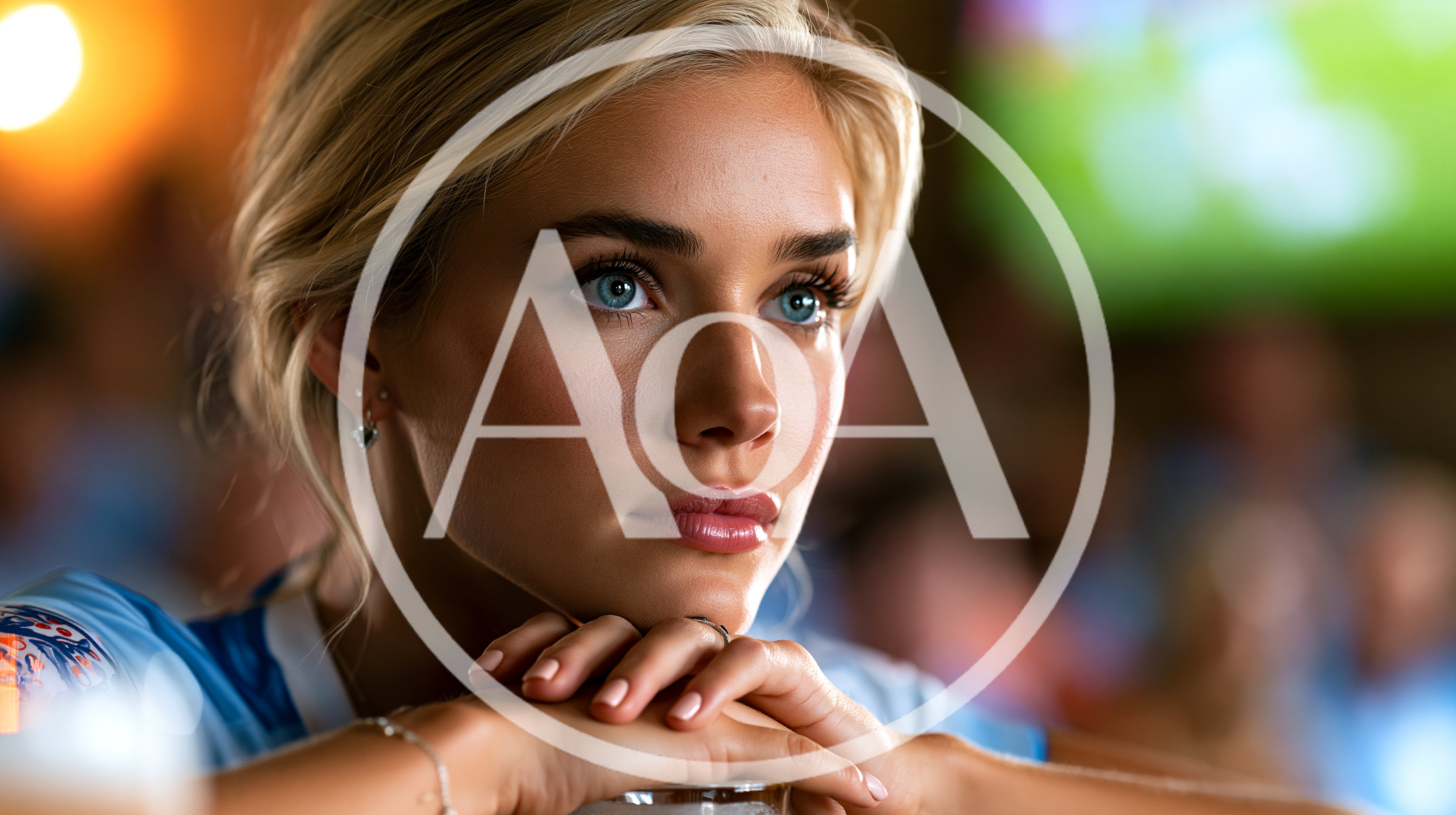 Young Woman With Blue Eyes Looking Thoughtfully