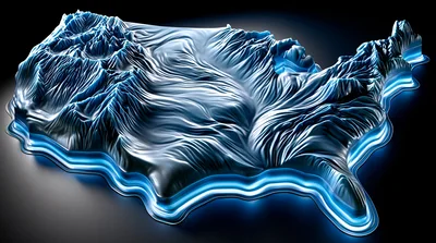 3D Relief Map Of The United States