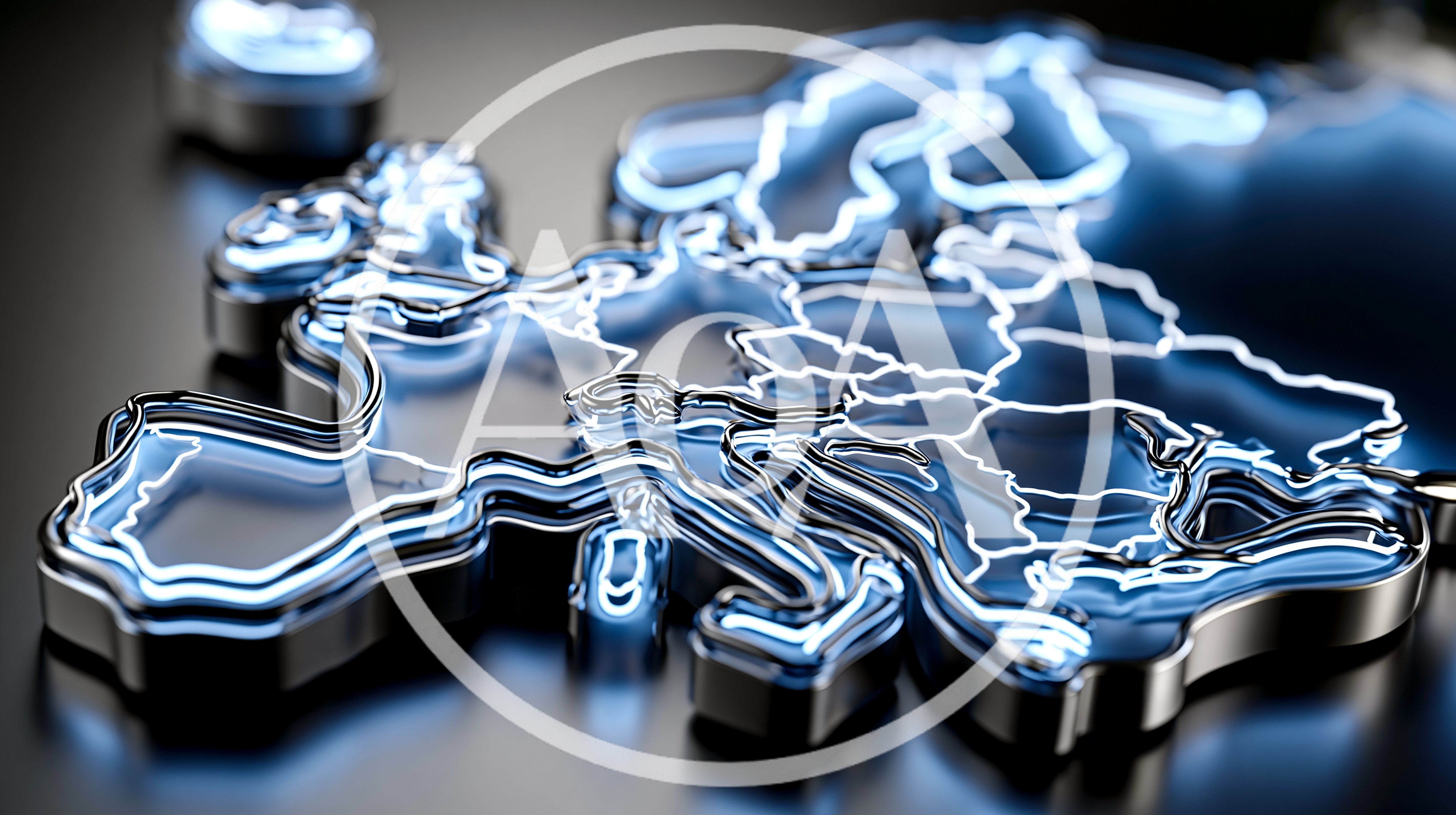 3D Glowing Neon Map Of Europe