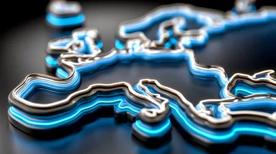 3D Glowing Neon Map Of Europe