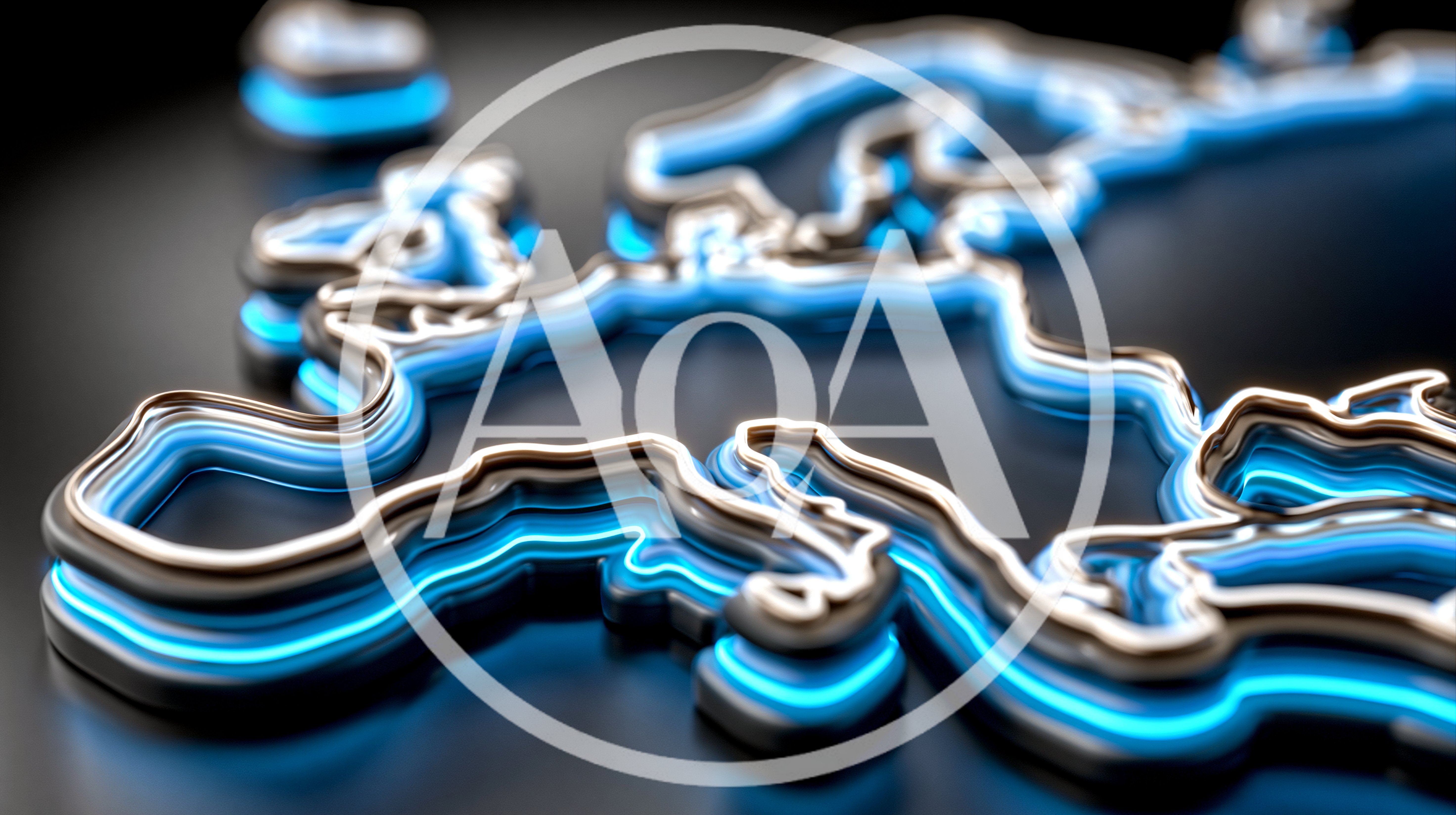 3D Glowing Neon Map Of Europe