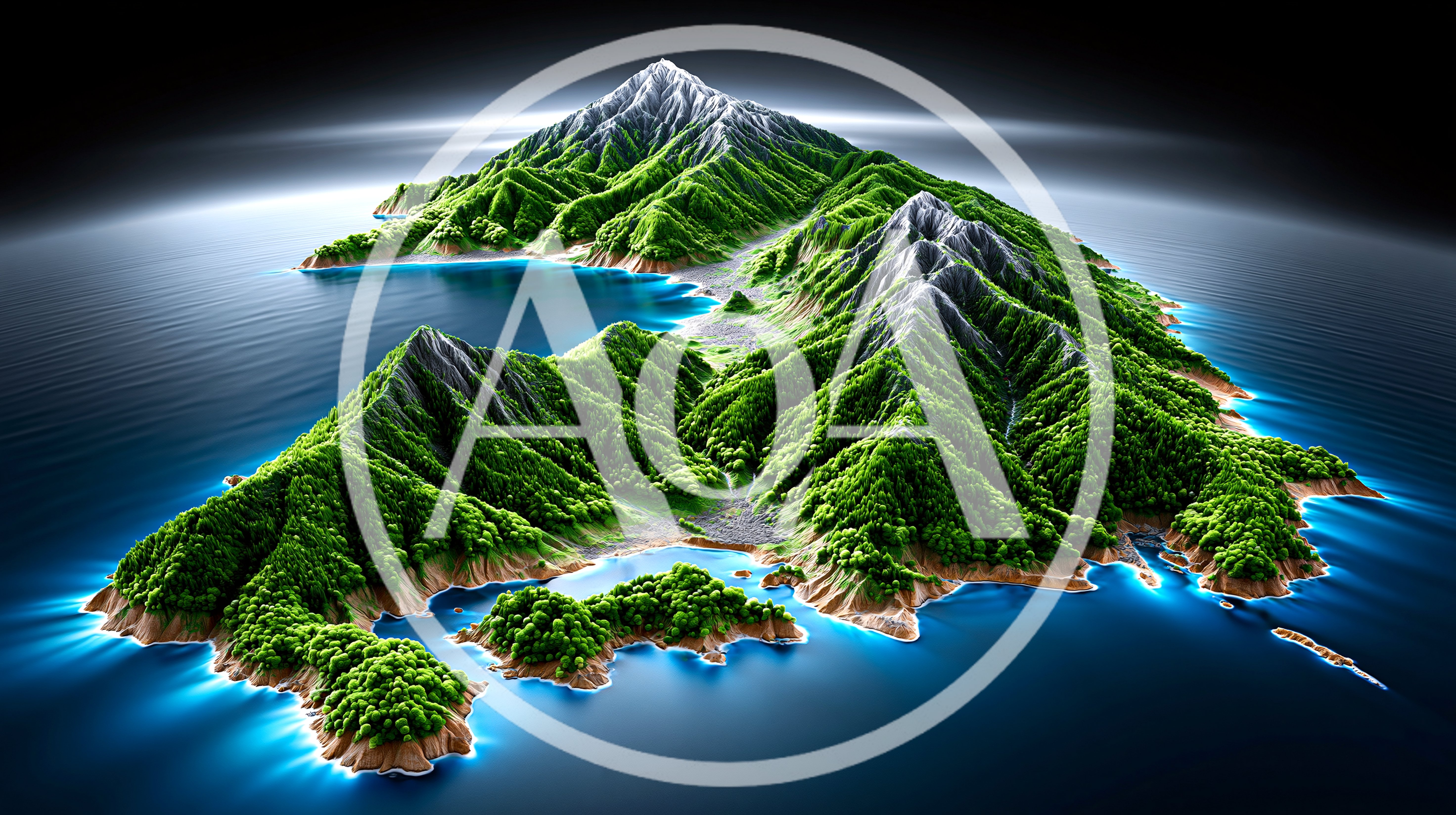 Aerial View Of A Lush Tropical Island