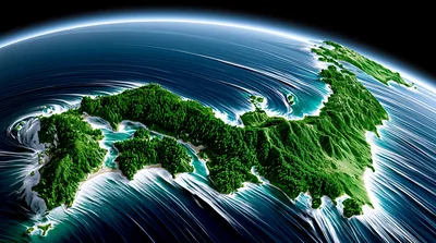 Stylized 3D Map Of The Japanese Archipelago