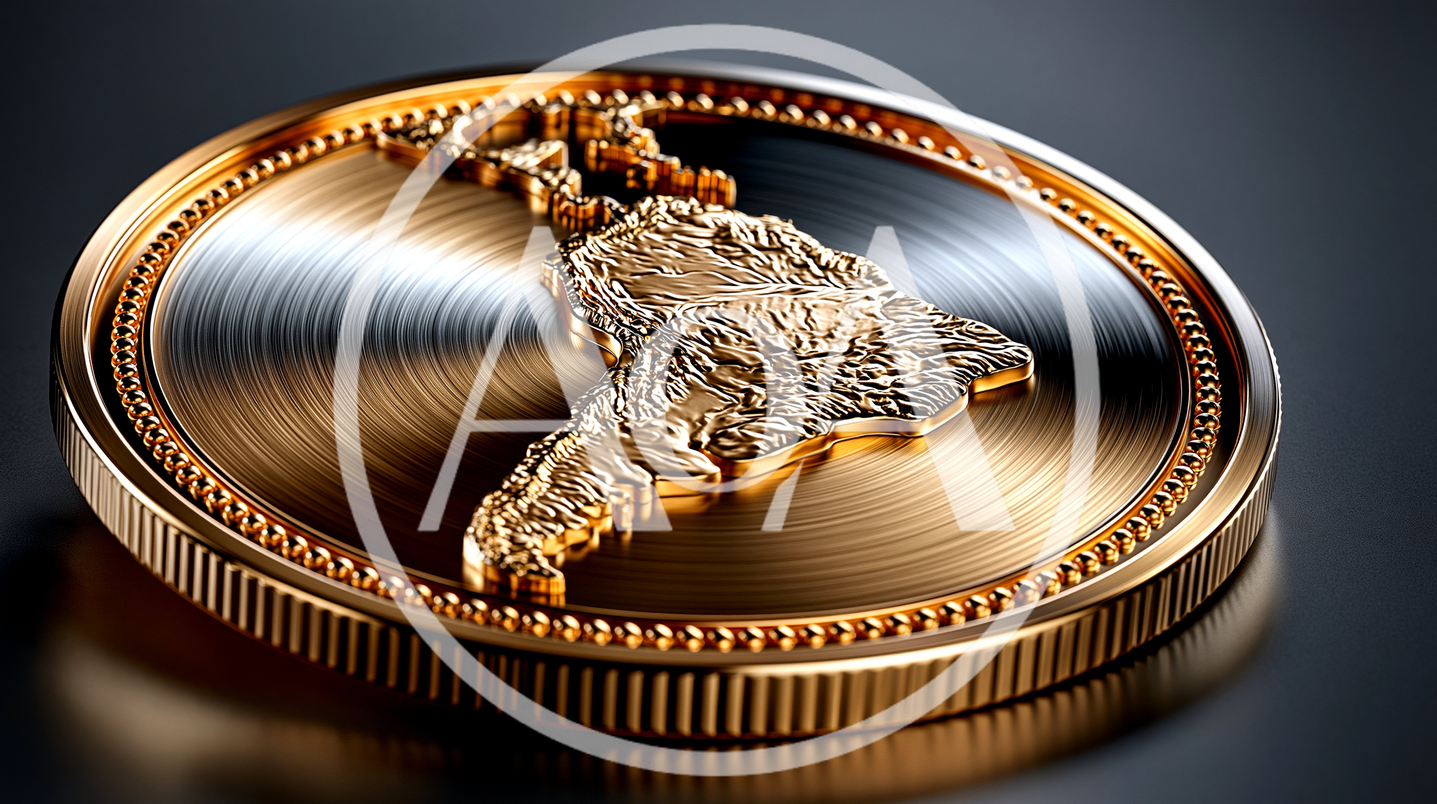 Golden Coin Featuring A Map Of South America