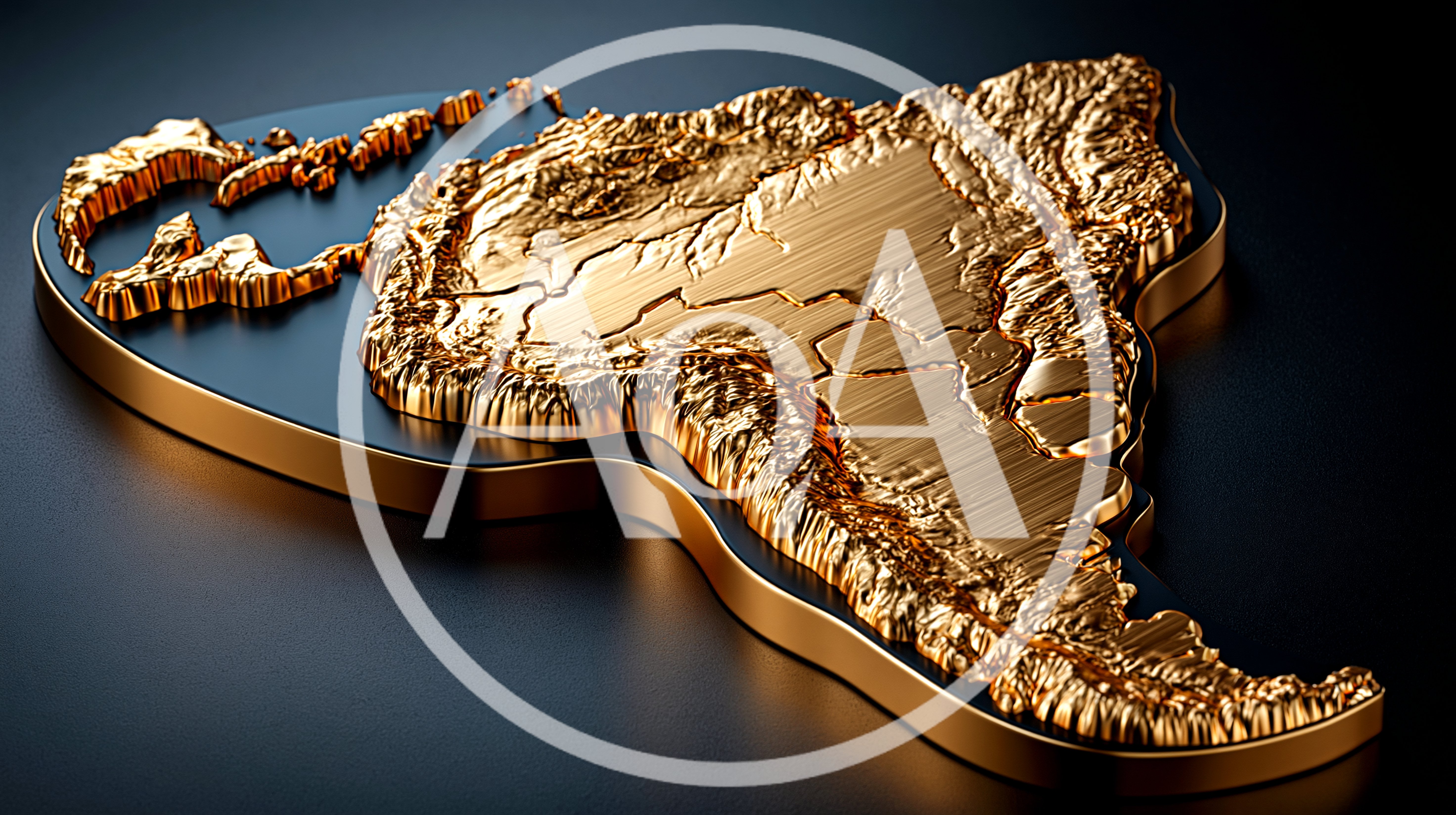 3D Gold Relief Map Of South America