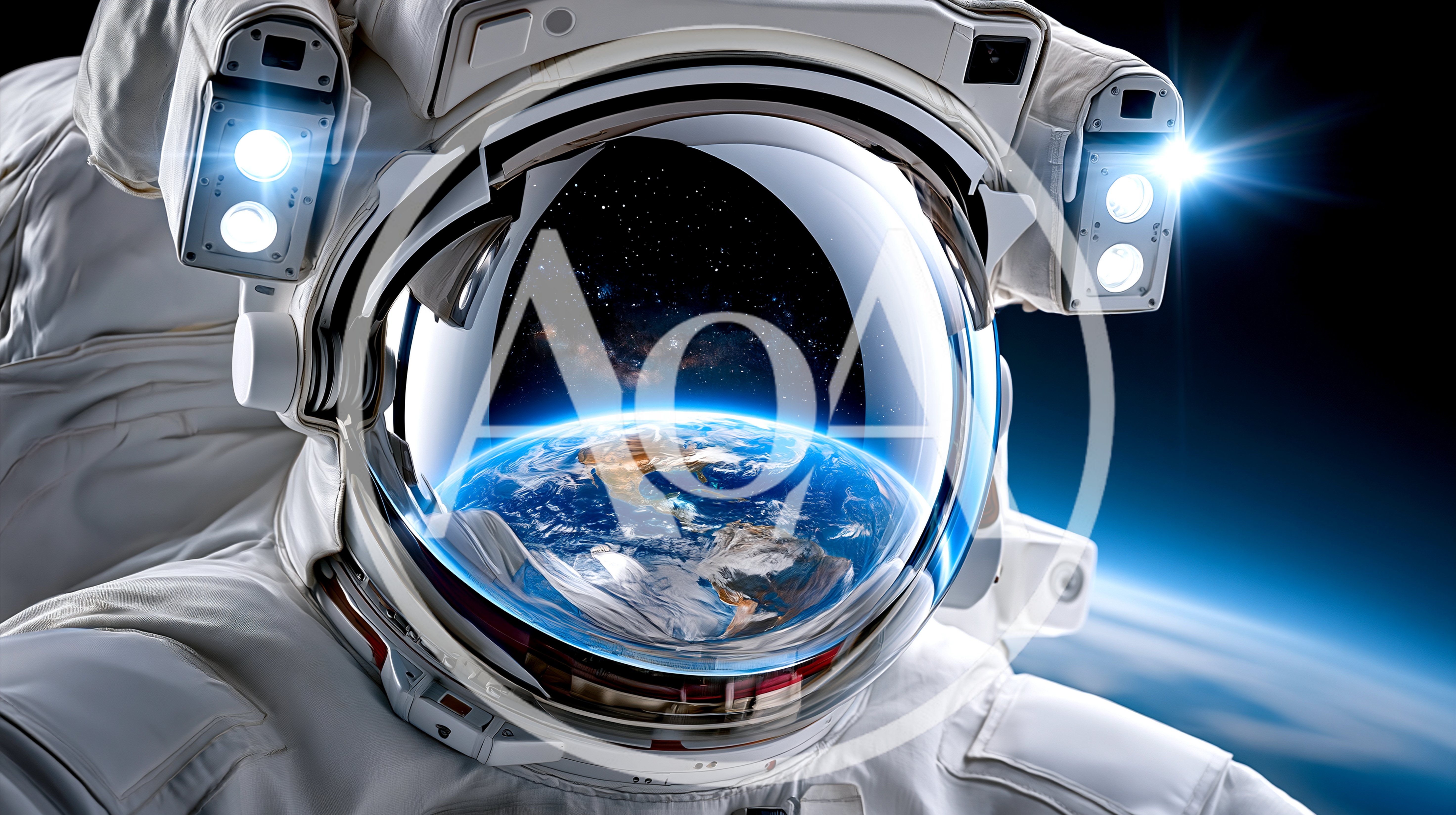 Astronaut Helmet Reflecting Earth From Outer Space