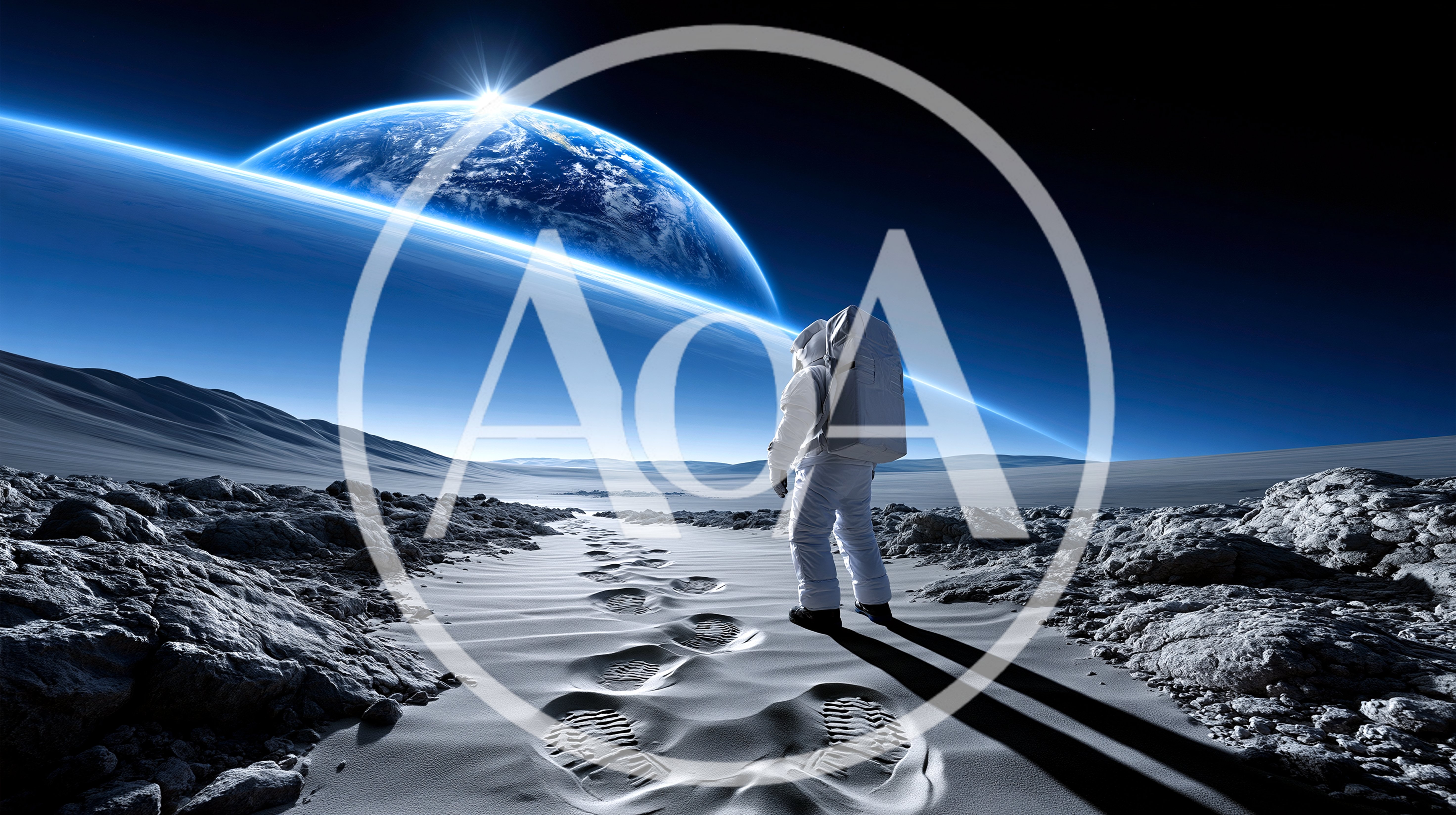 Astronaut Walking On A Desolate Alien Planet Surface