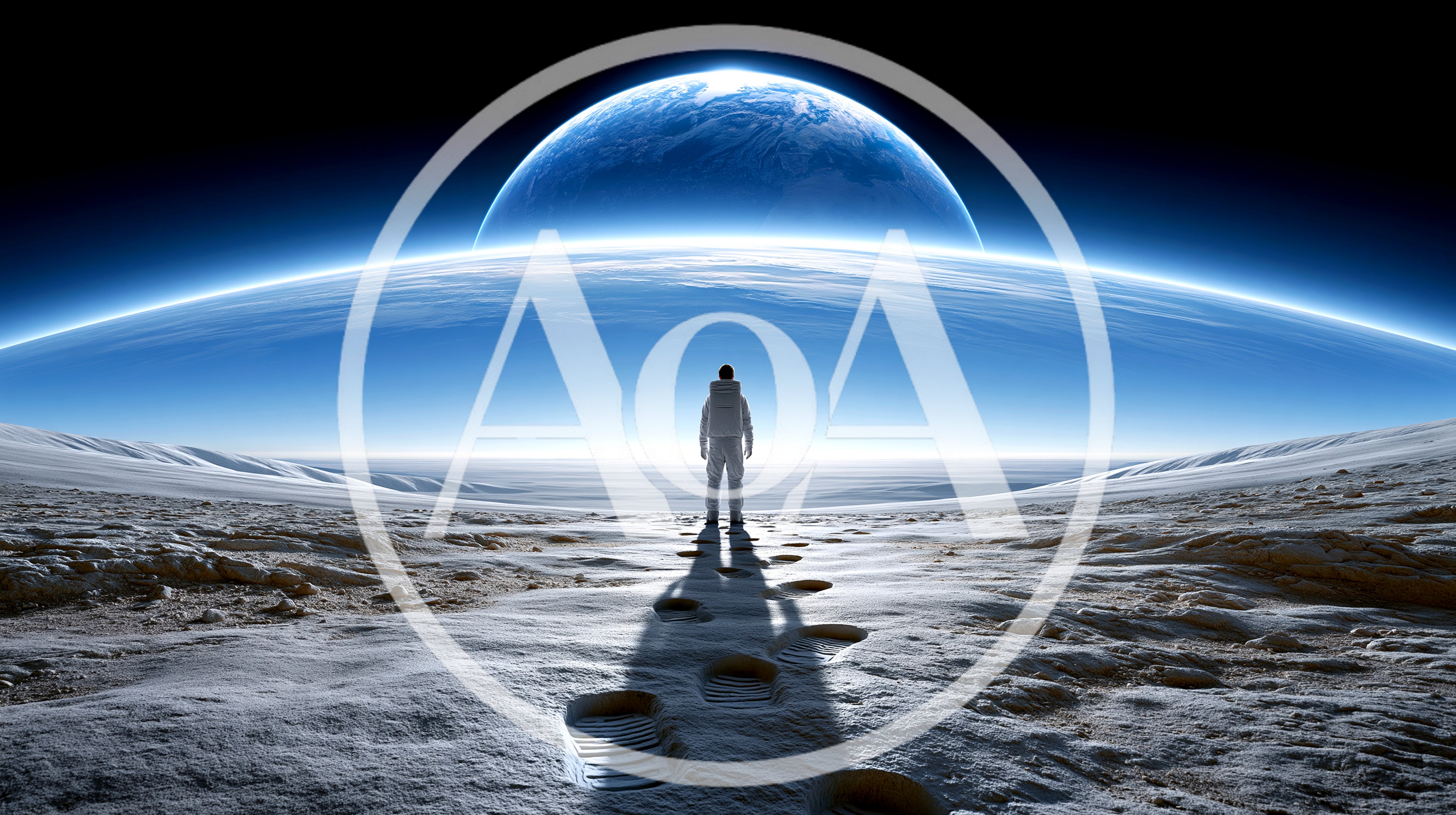 Astronaut Standing On A Snowy Alien Planet Surface