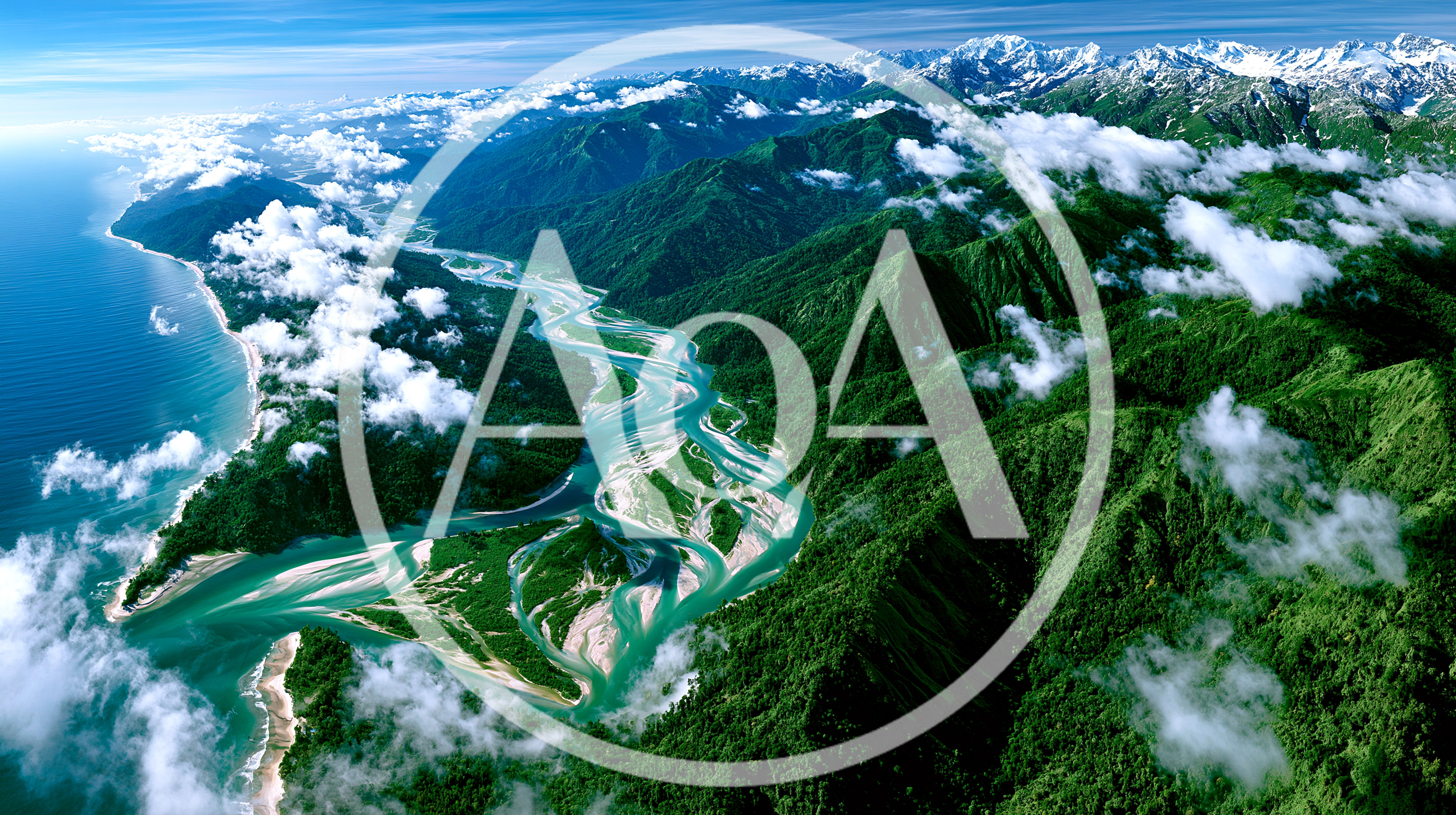 Aerial View Of A Braided River Meeting The Ocean