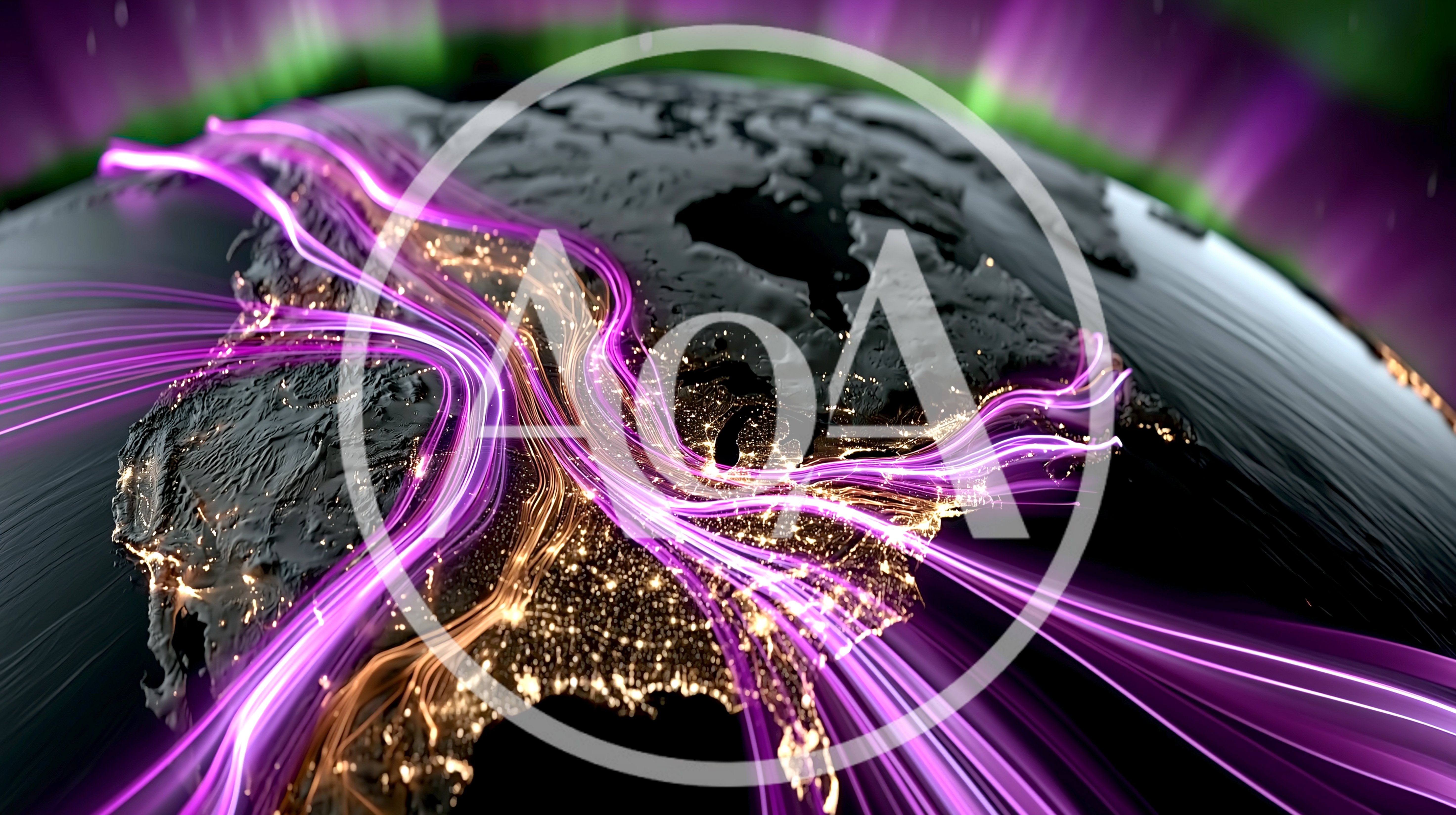 Digital Data Flow Over North American Continent