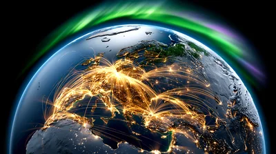 Global Network Connectivity Over Europe At Night