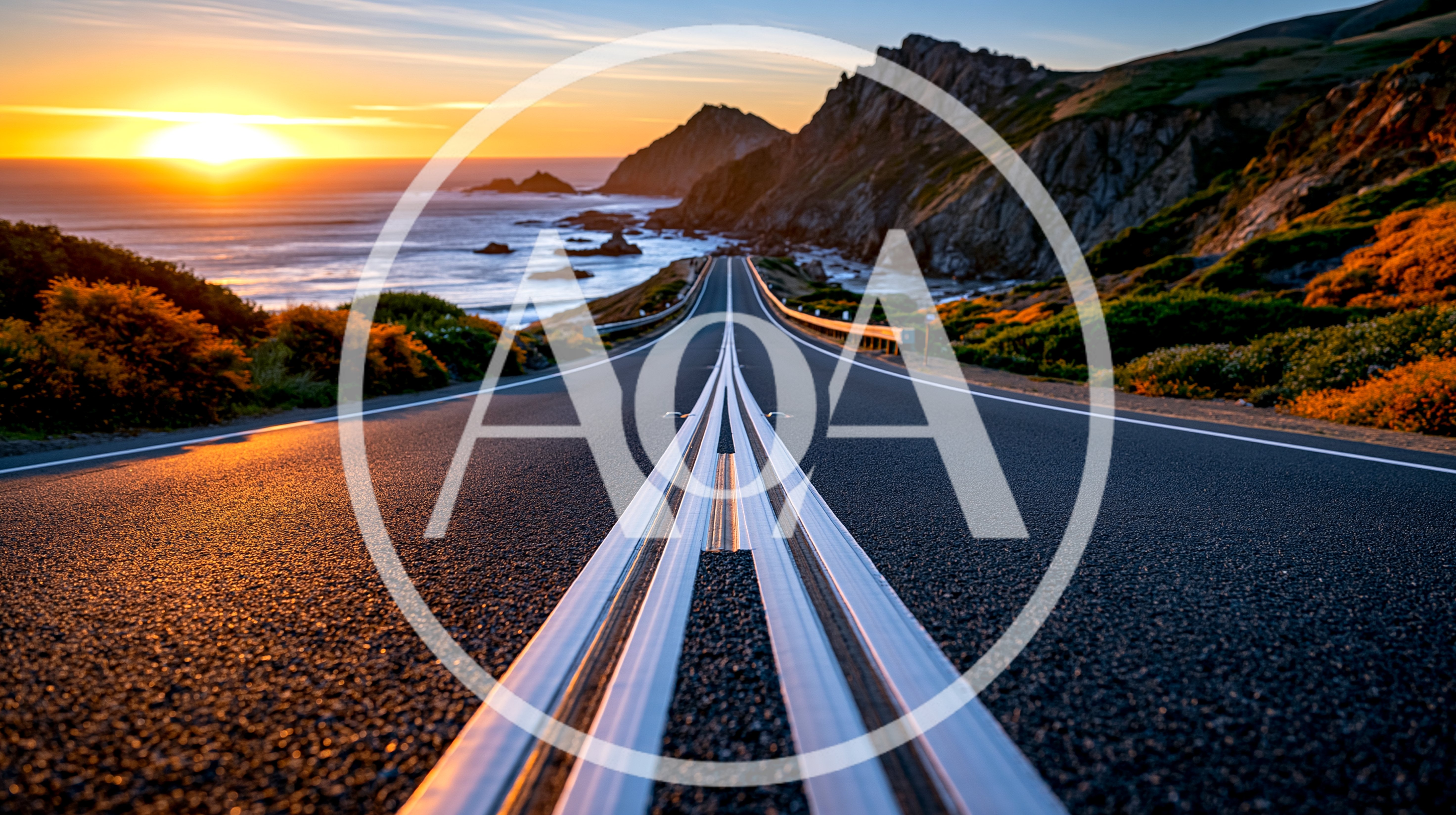 Coastal Highway Road Leading Toward Sunset Ocean Horizon