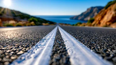 Low Angle View Of A Coastal Road