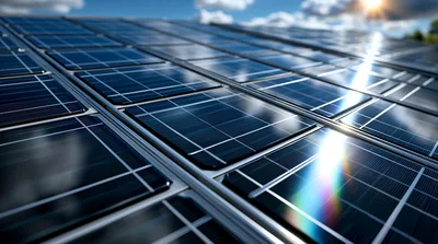 Close Up Of Solar Panels Under Bright Sunlight