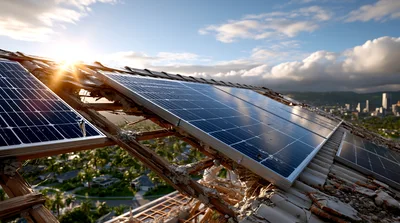 Solar Panels Installed On Damaged Residential Roof